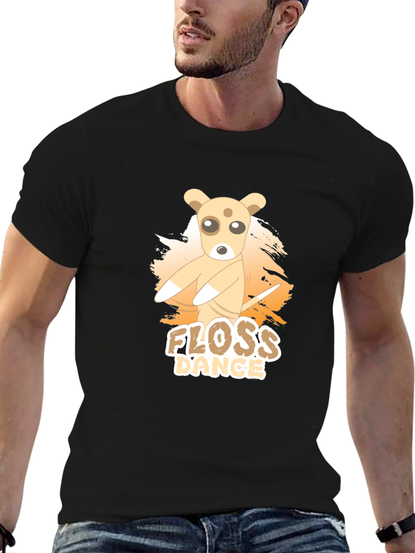 Black Floss Dance Graphic Tee - Cute Dog Design view 6