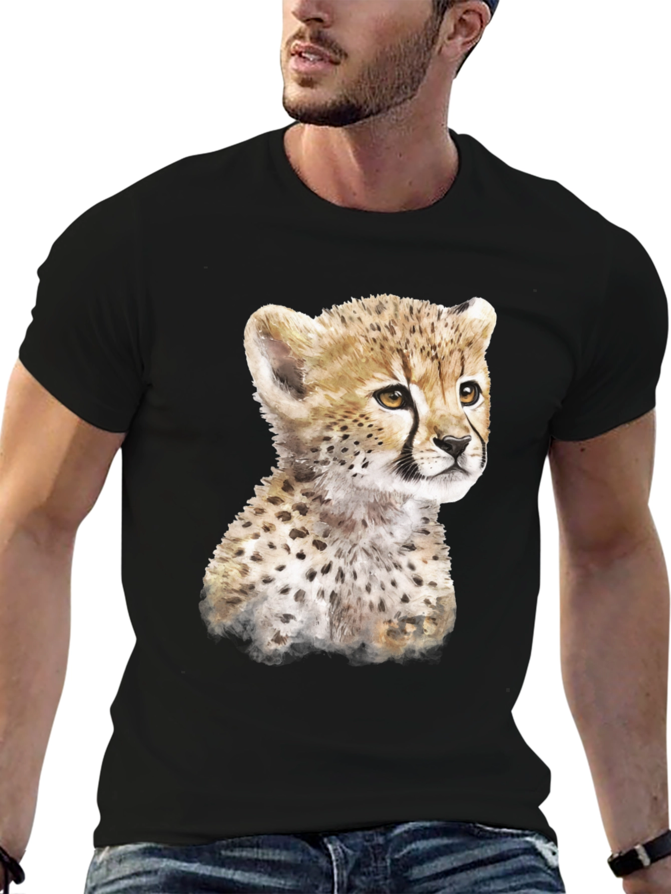 Black Cheetah Cub T-Shirt - Black view 6