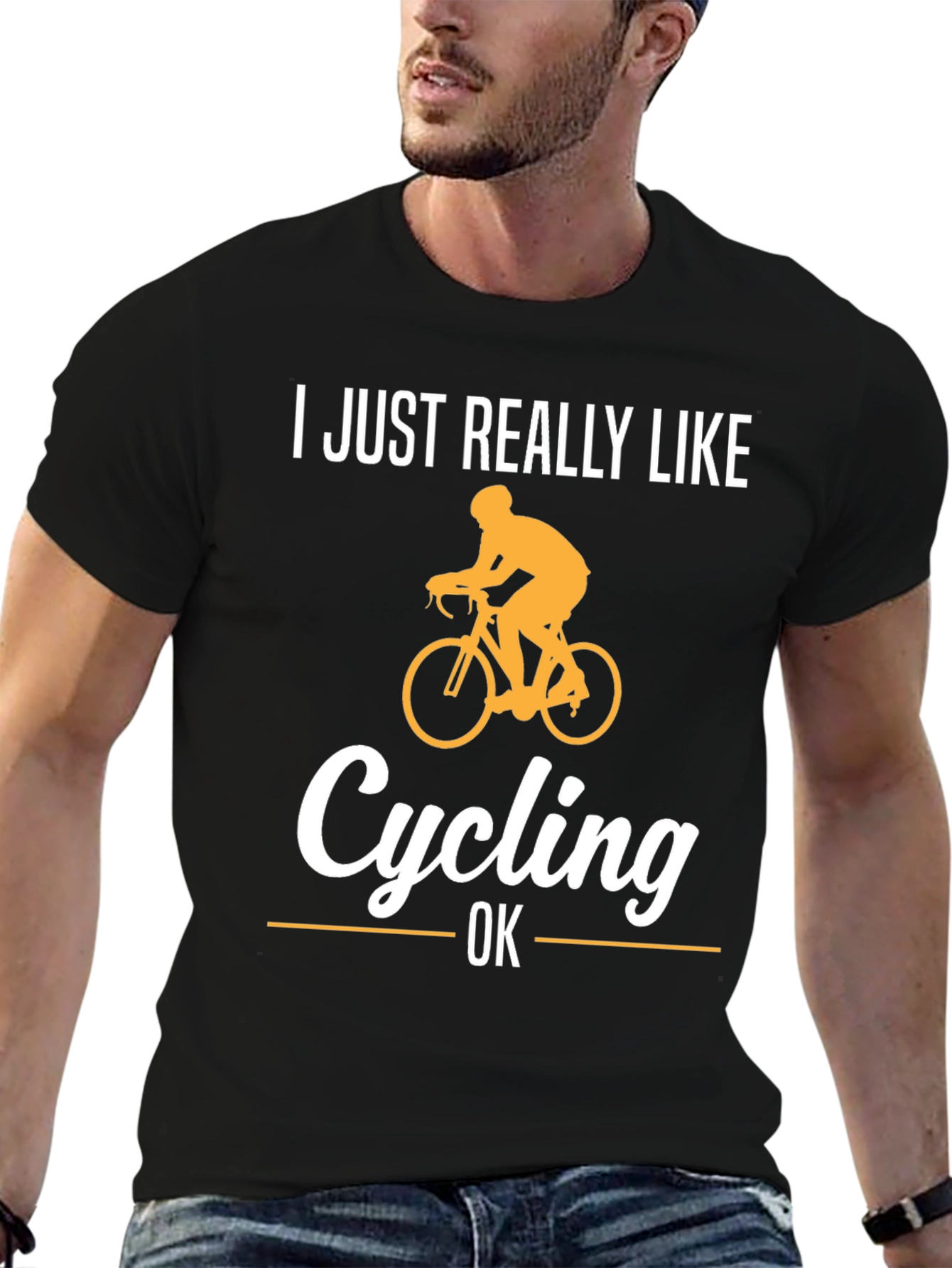 Black Cycling Fan T-Shirt - 'I Just Really Like Cycling' view 6