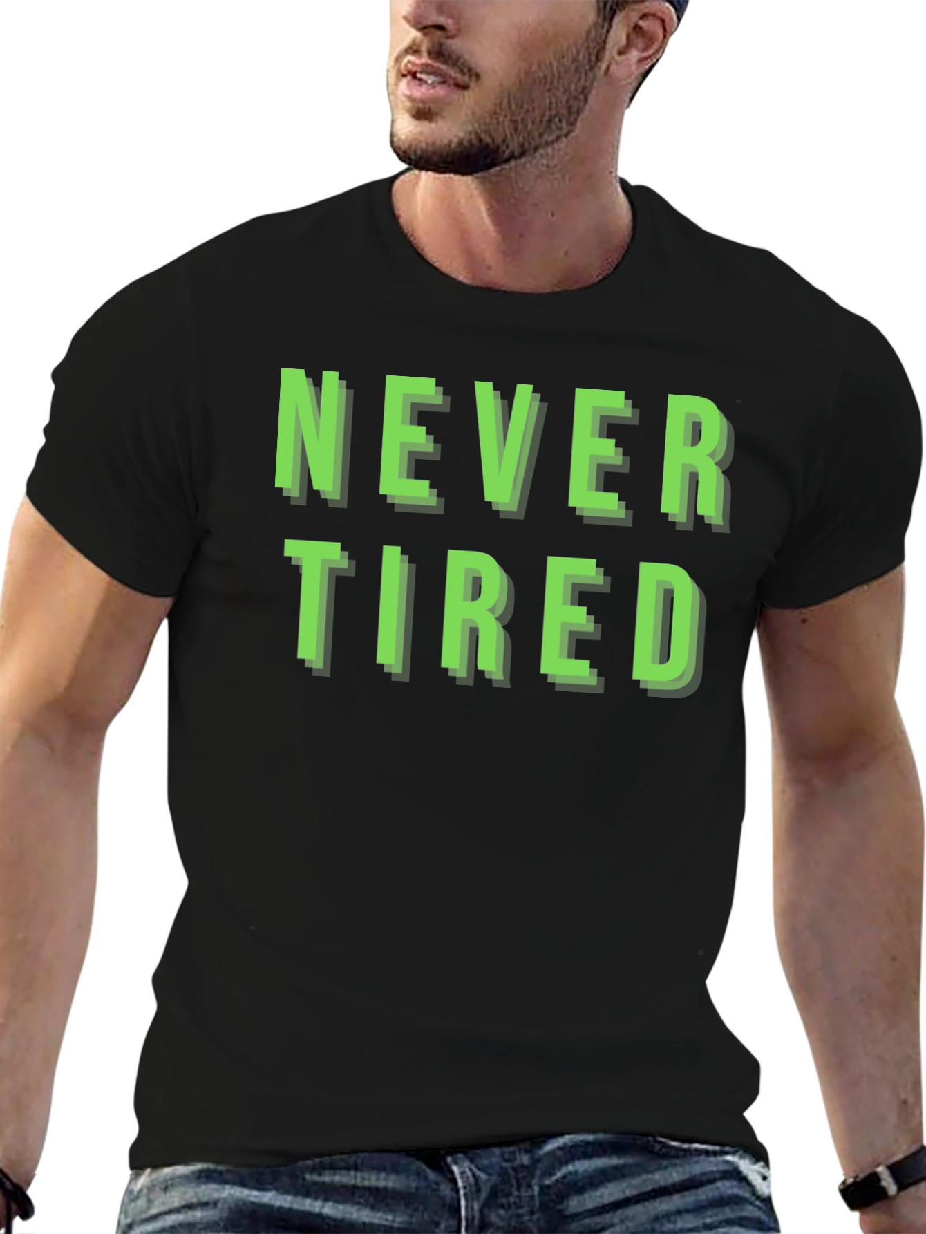 Black Never Tired Graphic T-Shirt - Black view 6