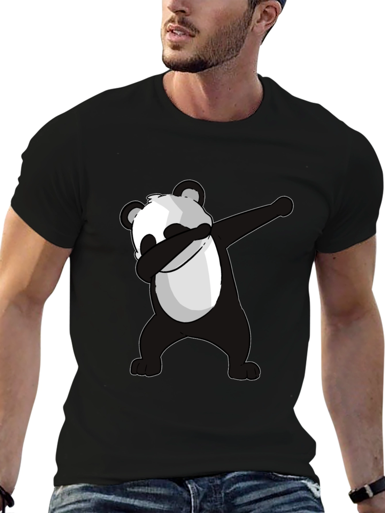 Black Dabbing Panda Graphic Tee - Men's Black T-Shirt view 6