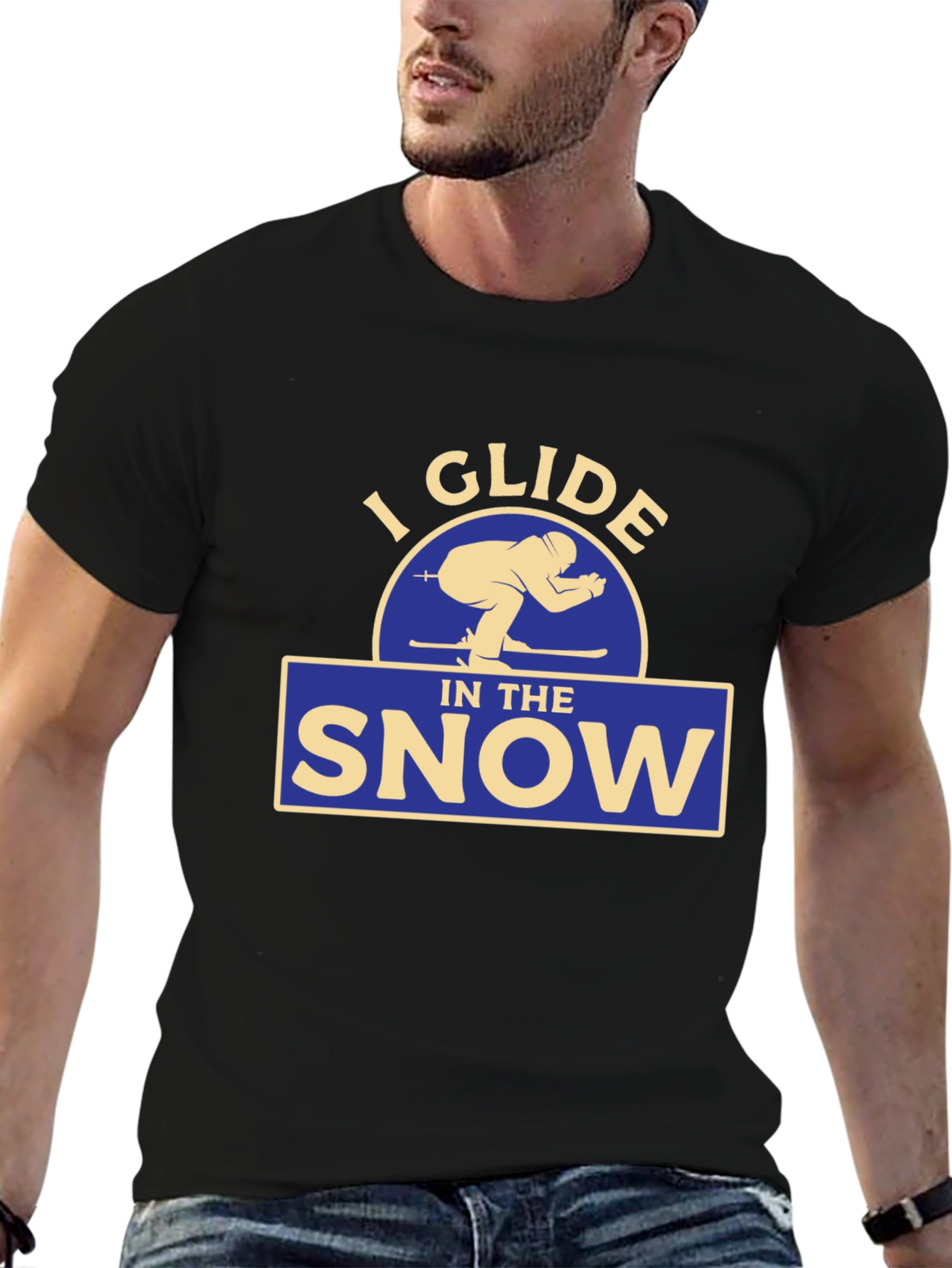 Black I Glide In The Snow Graphic T-Shirt view 6