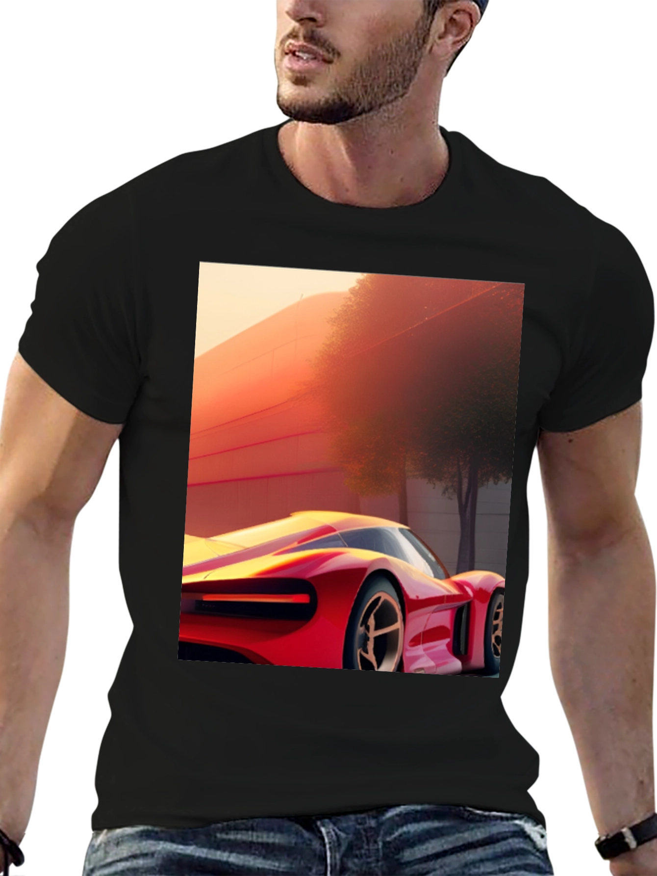 Black Sleek Car Graphic Tee - Modern Streetwear Style view 6