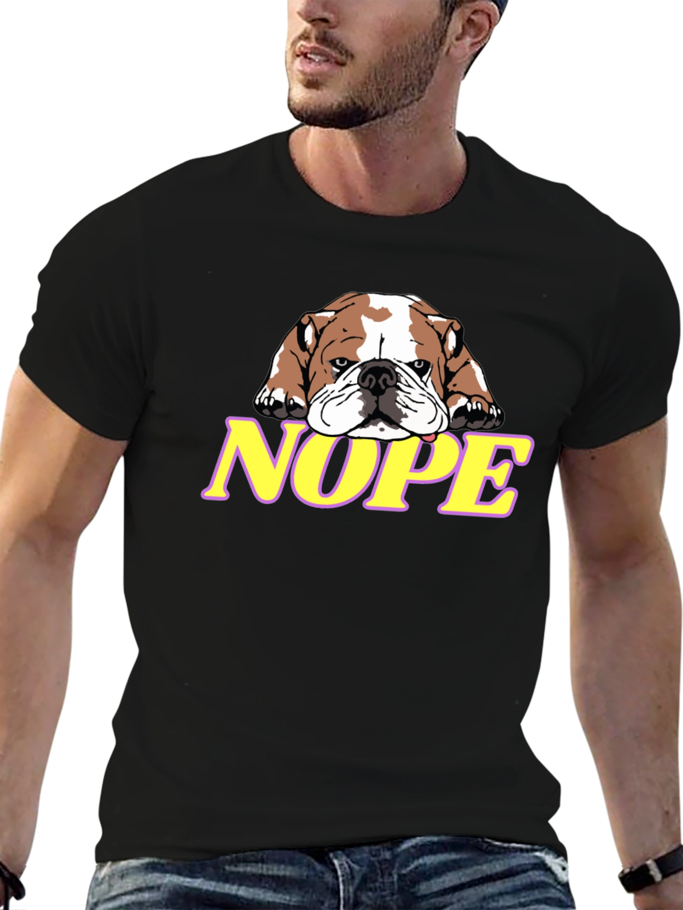 Black Nope Bulldog Graphic T-Shirt view 6