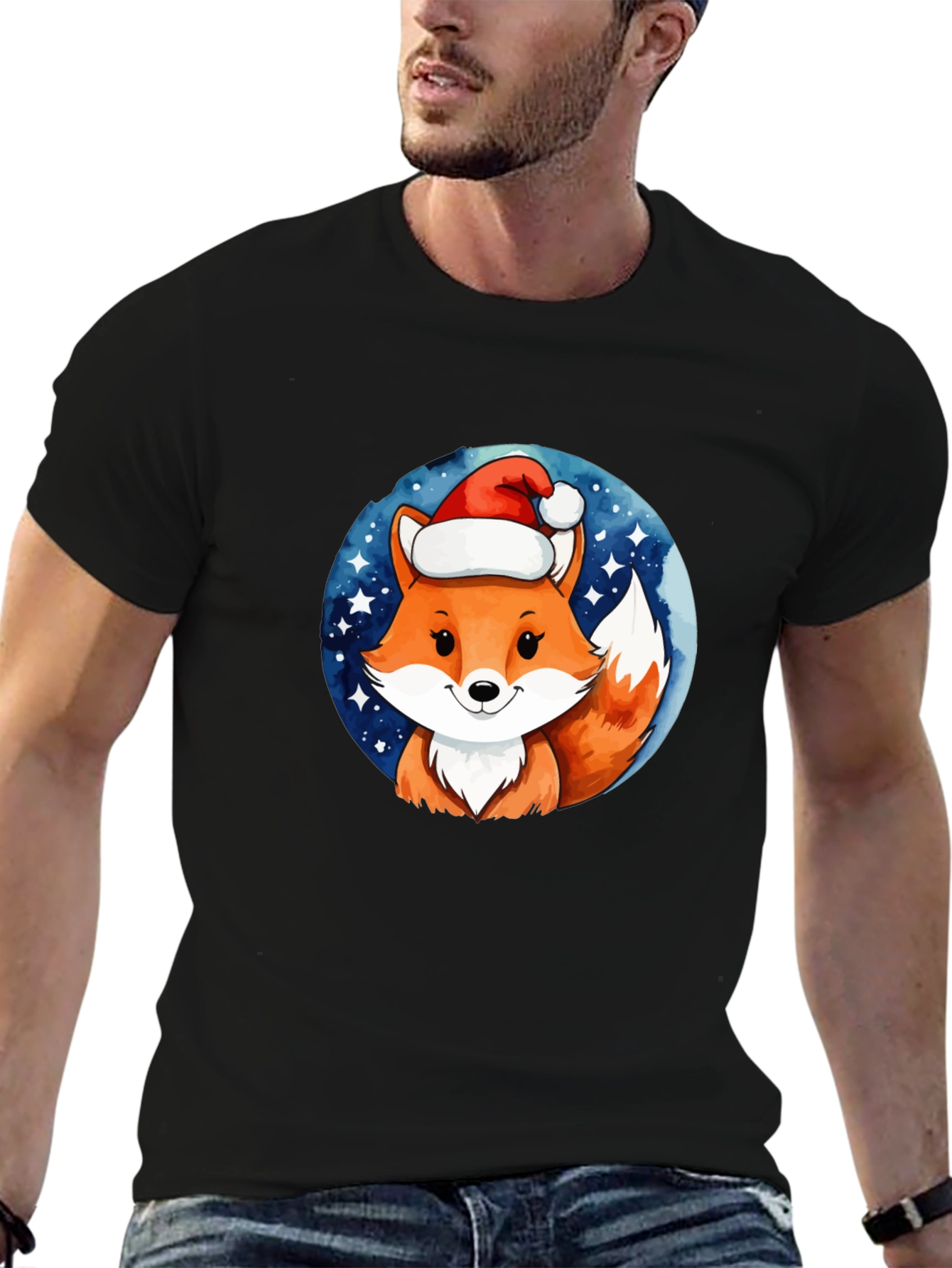 Black Festive Fox Tee - Holiday Cheer! view 6