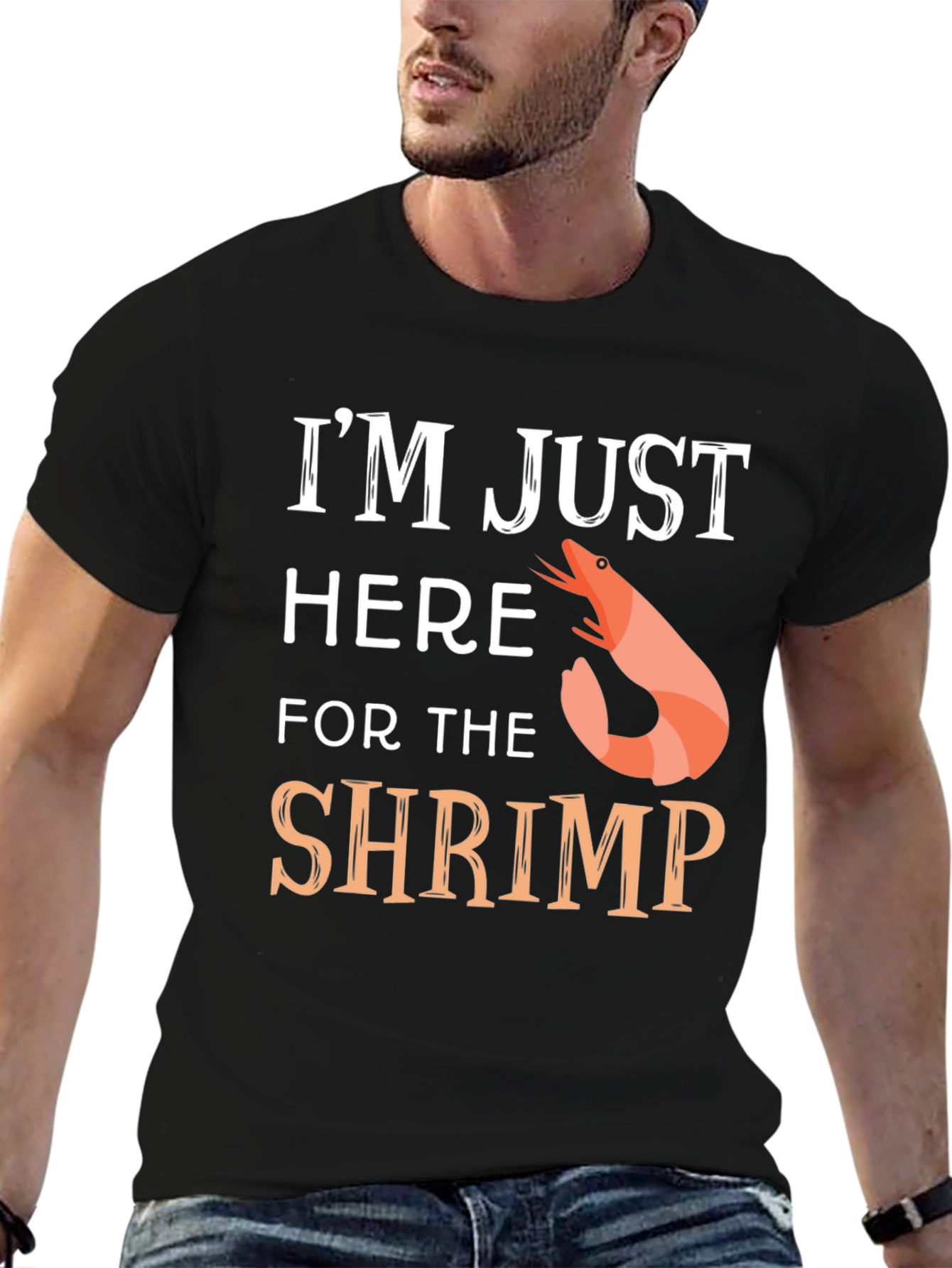 Black Shrimp Lover T-Shirt - I'm Just Here for the Shrimp view 6