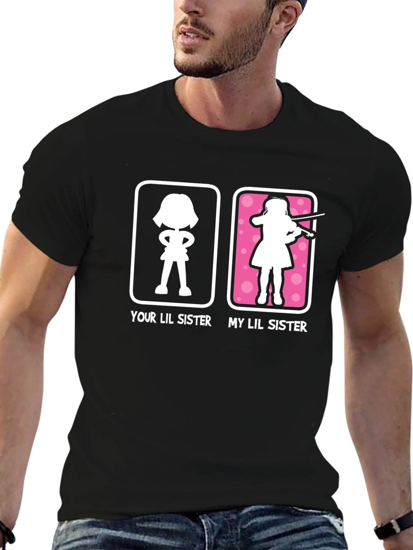 Black Funny Lil Sister T-Shirt - Violinist Gift view 6