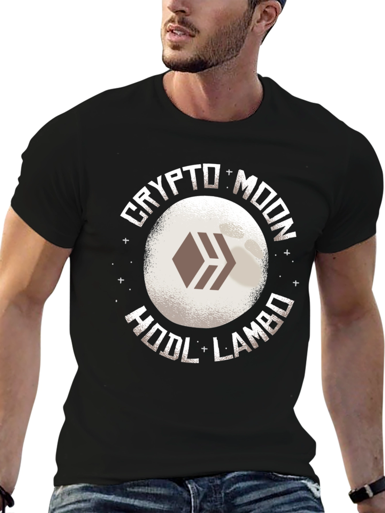 Black Crypto Moon HODL Lambo T-Shirt view 6