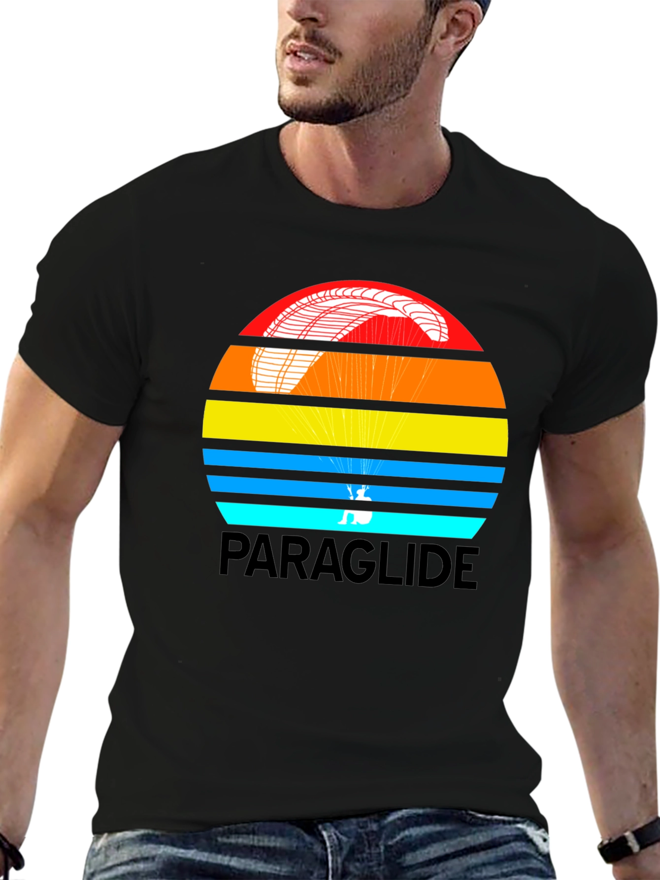 Black Paraglide Retro Style Graphic T-Shirt view 6