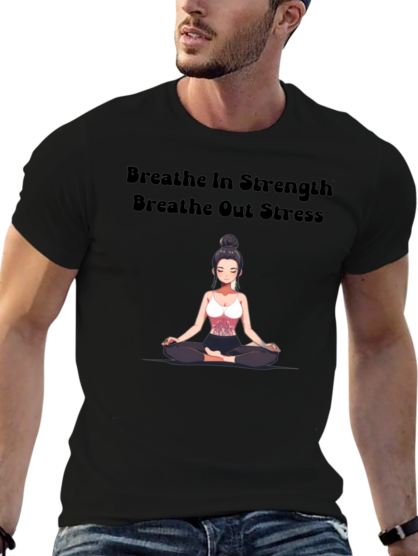 Black Breathe In Strength Graphic T-Shirt view 6