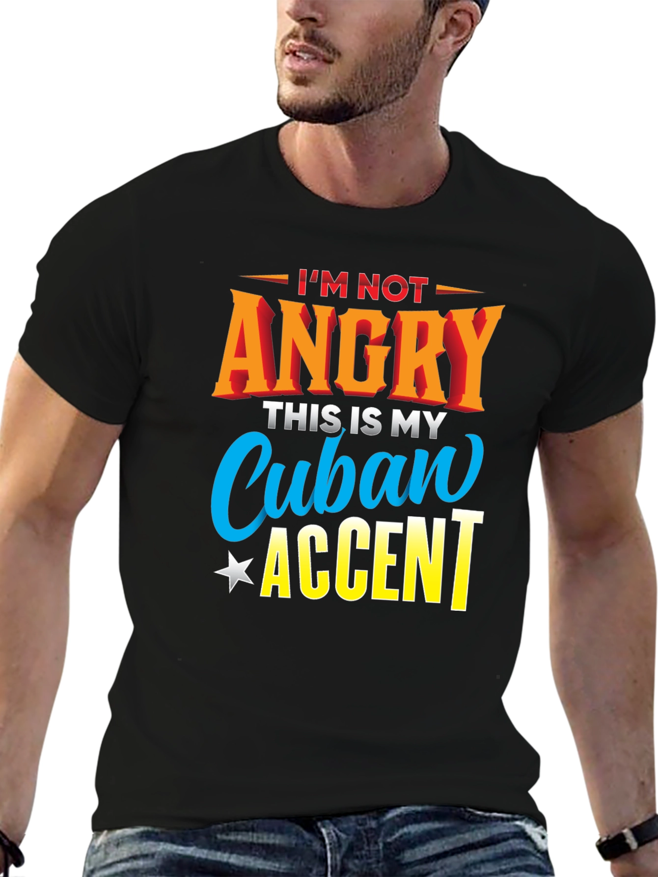 Black Cuban Accent T-Shirt - Humorous Graphic Tee view 6