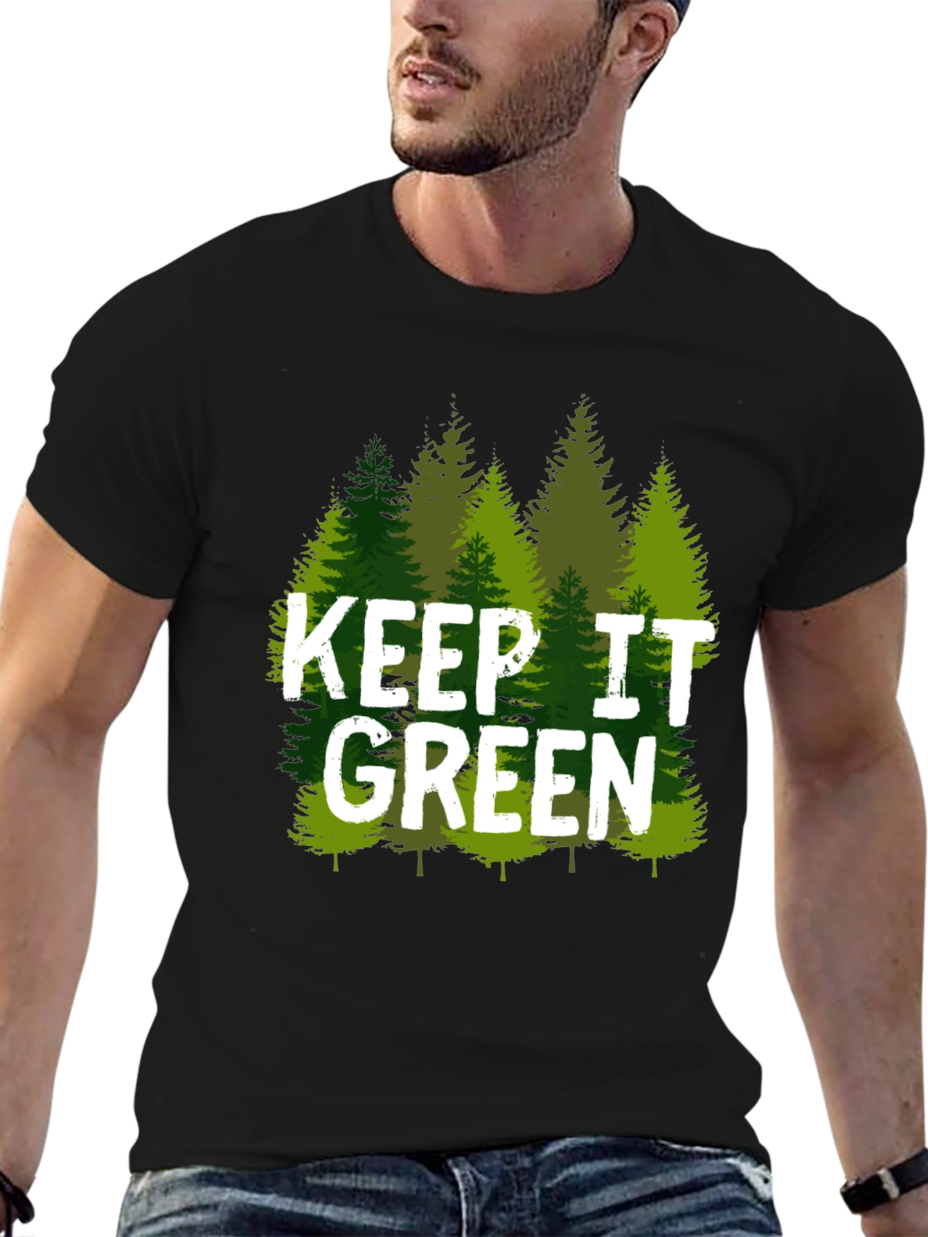 Black Keep It Green Nature Tree T-Shirt view 6