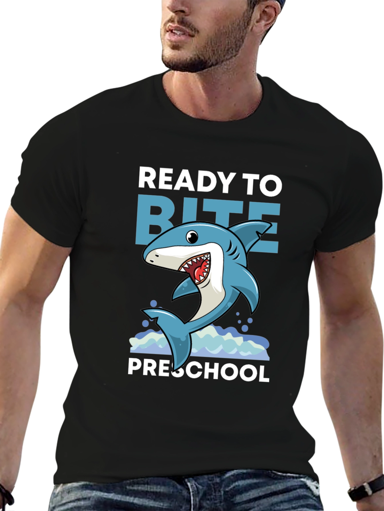 Black Ready to Bite Preschool Shark Tee view 6