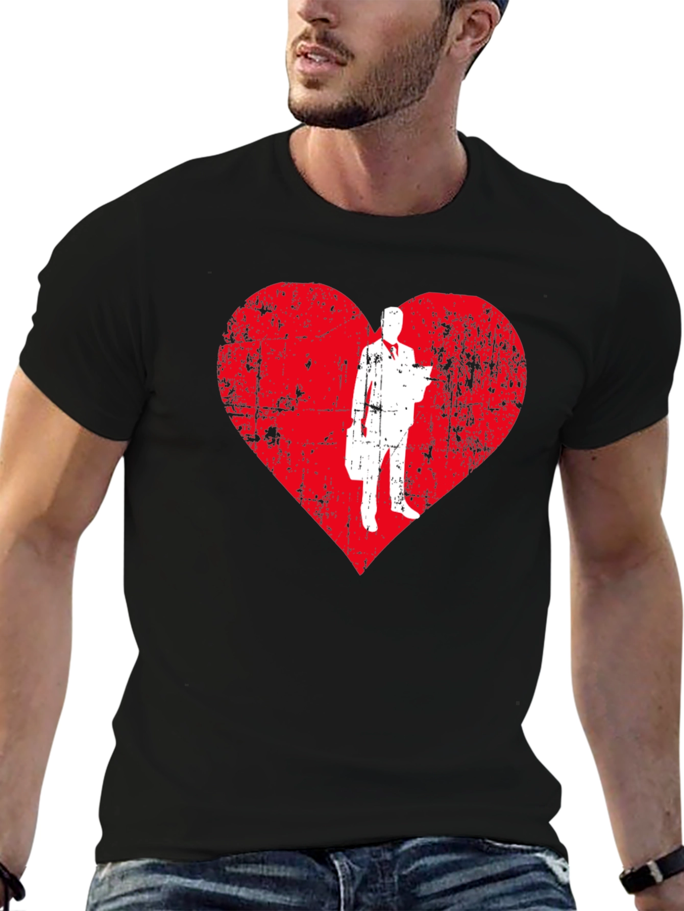 Black Business Heart T-Shirt - Trendy Graphic Tee view 6