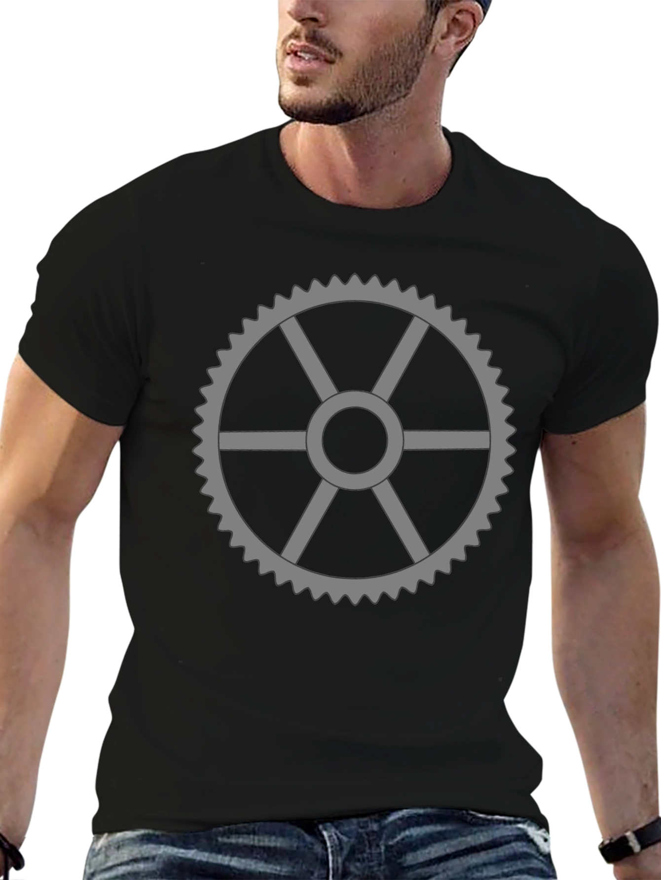 Black Gear Graphic Black T-Shirt view 6