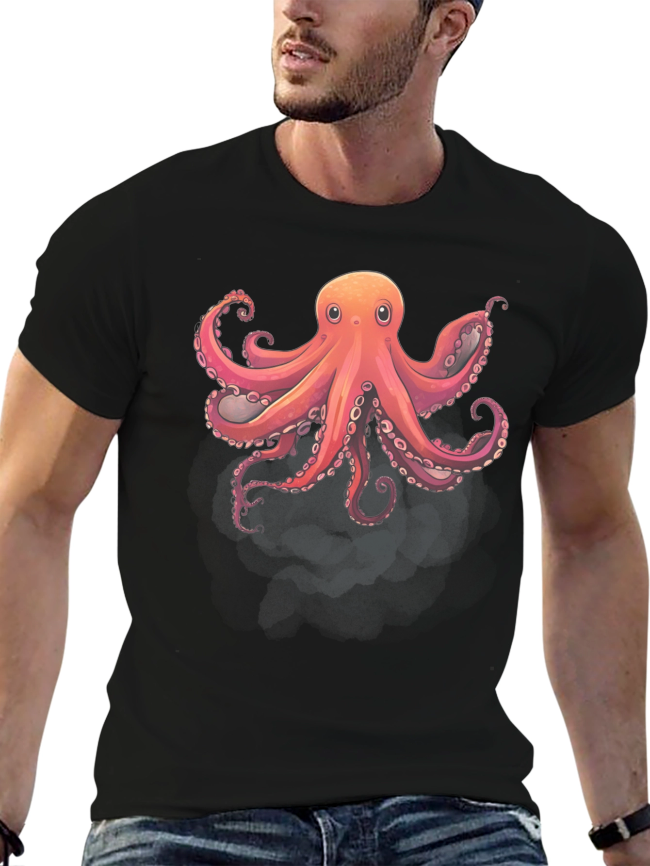 Black Octopus Graphic Tee - Black Cotton Blend view 6