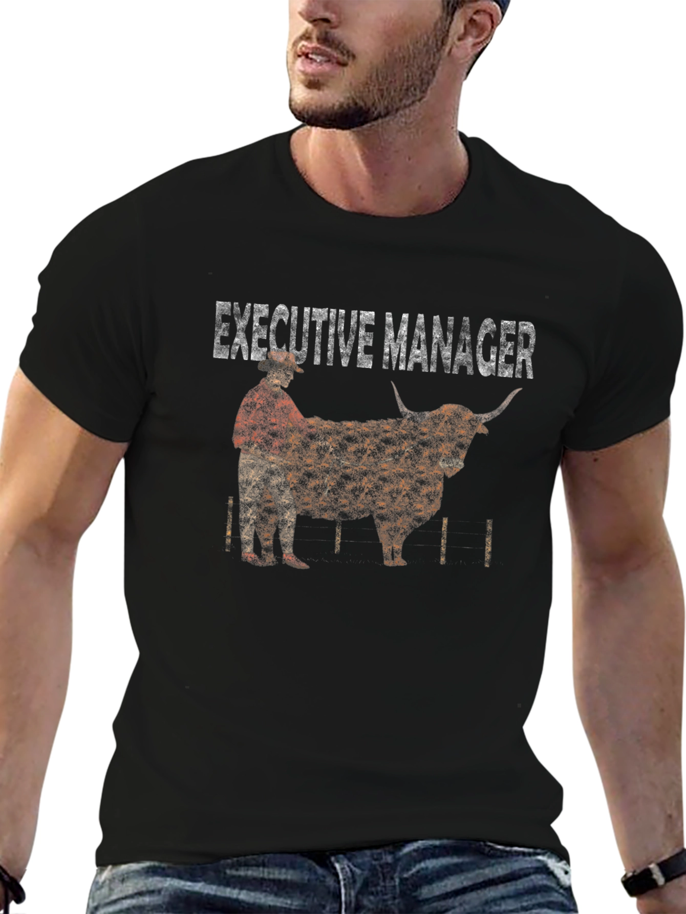 Black Executive Manager Bull T-Shirt view 6