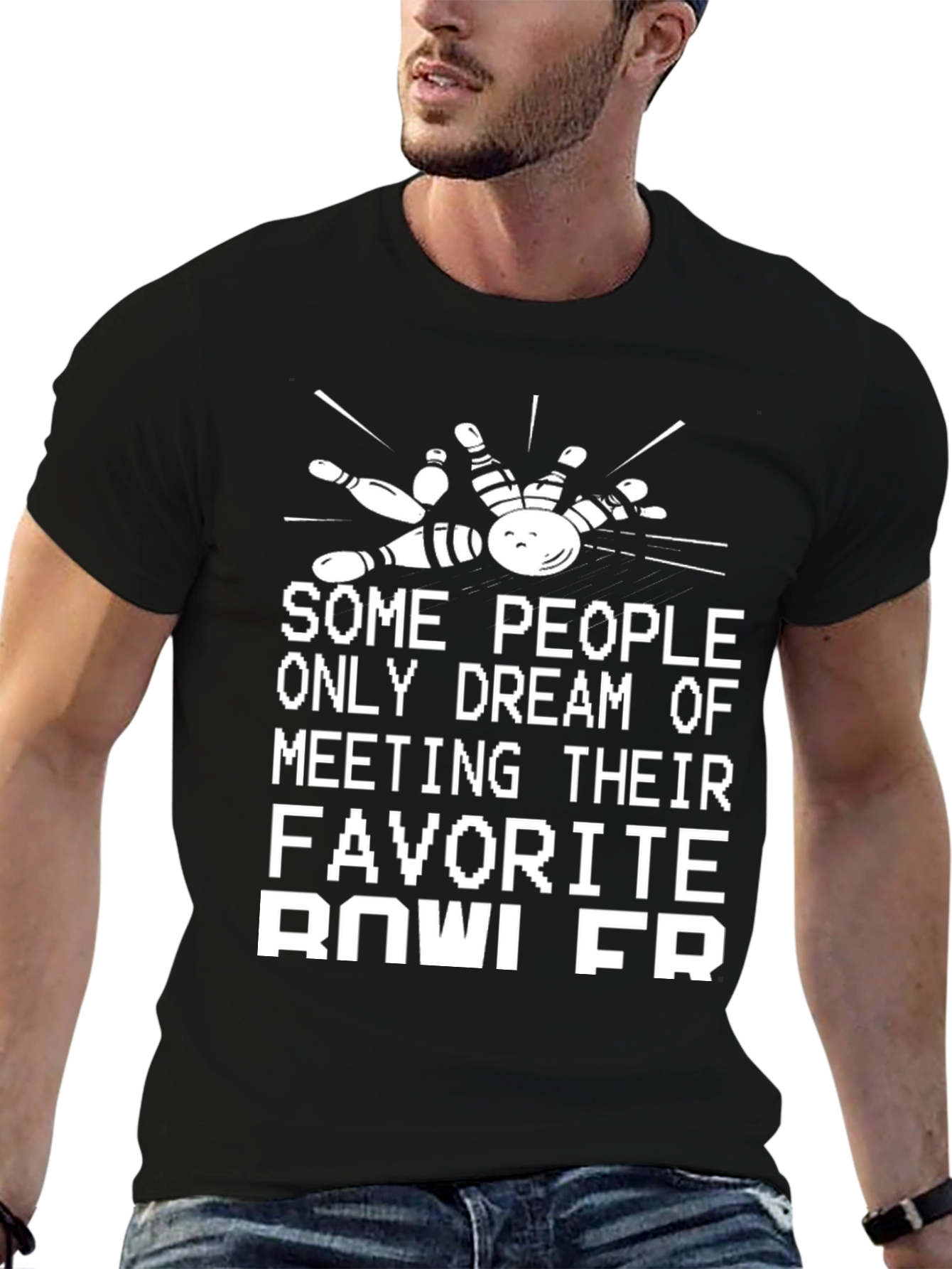 Black Funny Bowling Fan T-Shirt - Bowler Dream Tee view 6