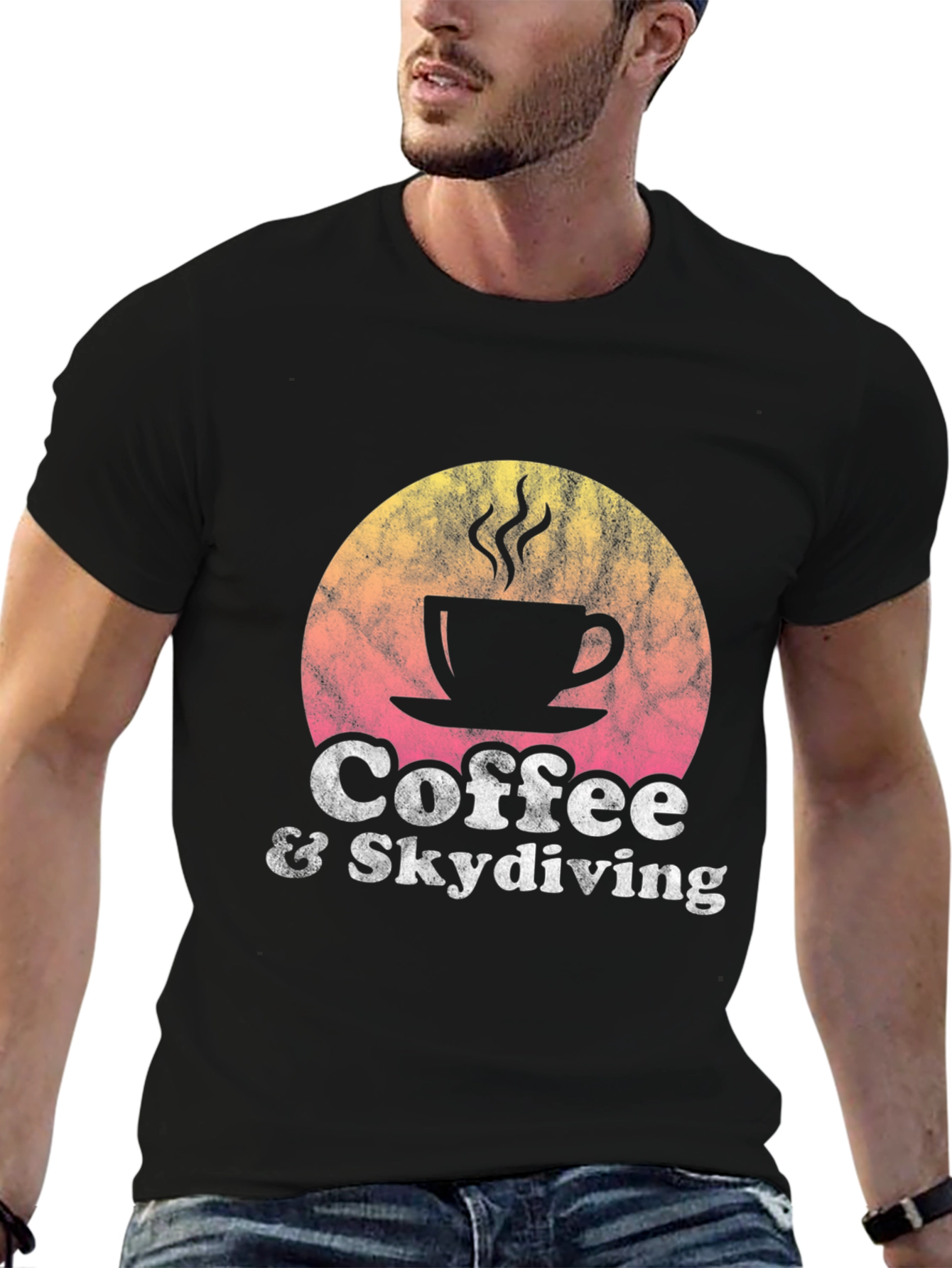 Black Coffee & Skydiving Graphic T-Shirt view 6