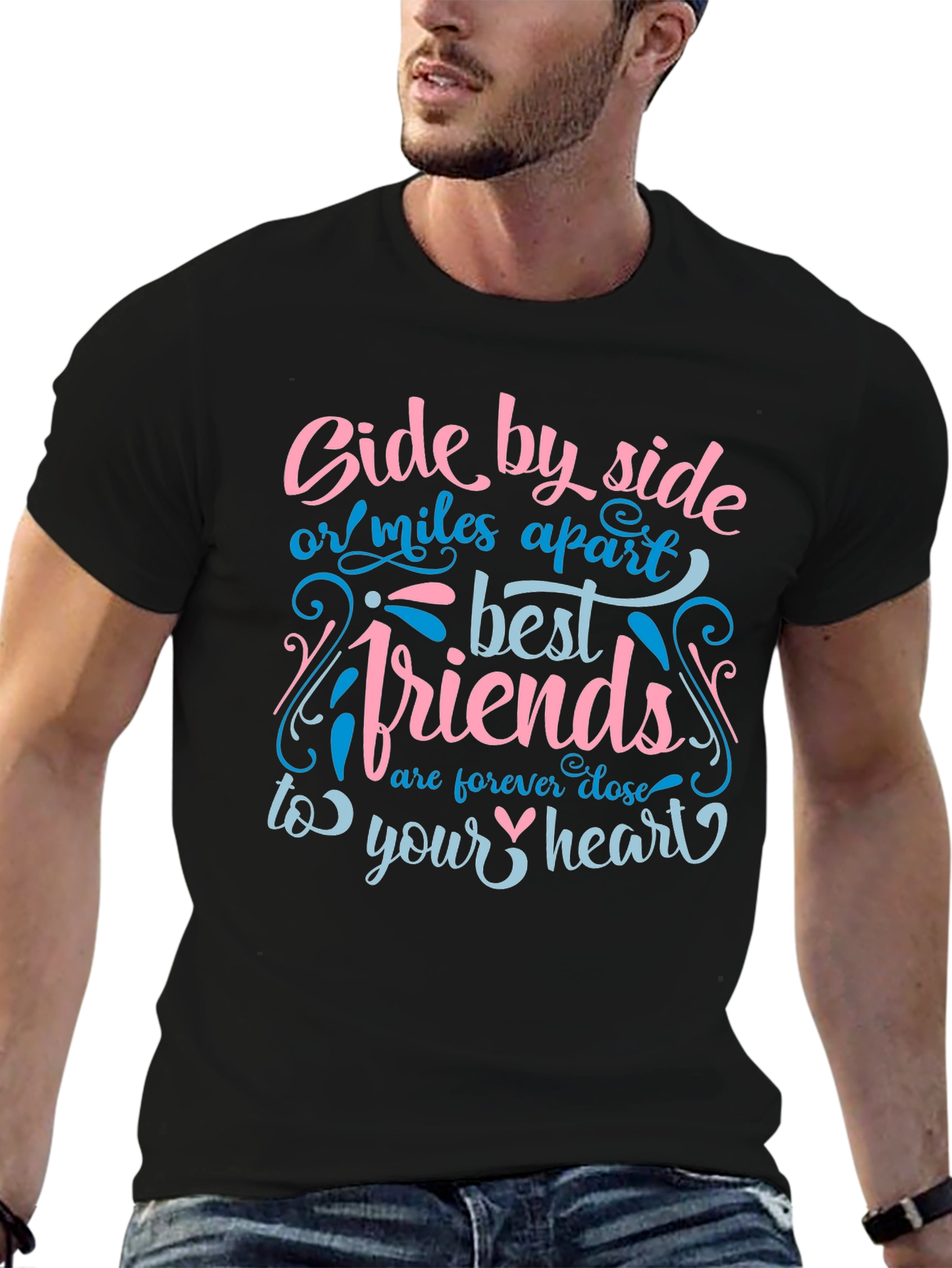 Black Side by Side Best Friends Black Graphic Tee view 6