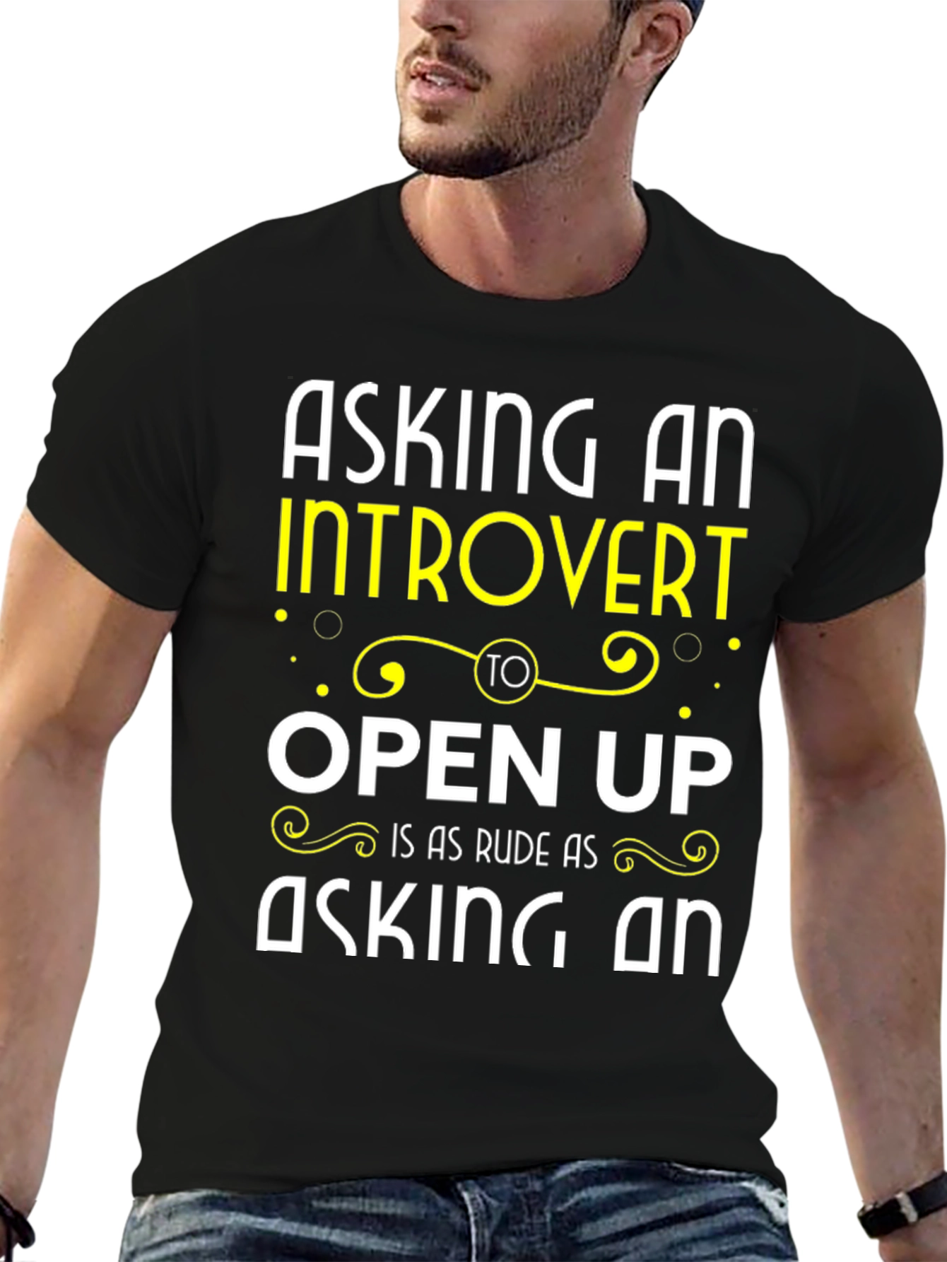 Black Introvert Humor T-Shirt: Funny Sarcastic Tee view 6