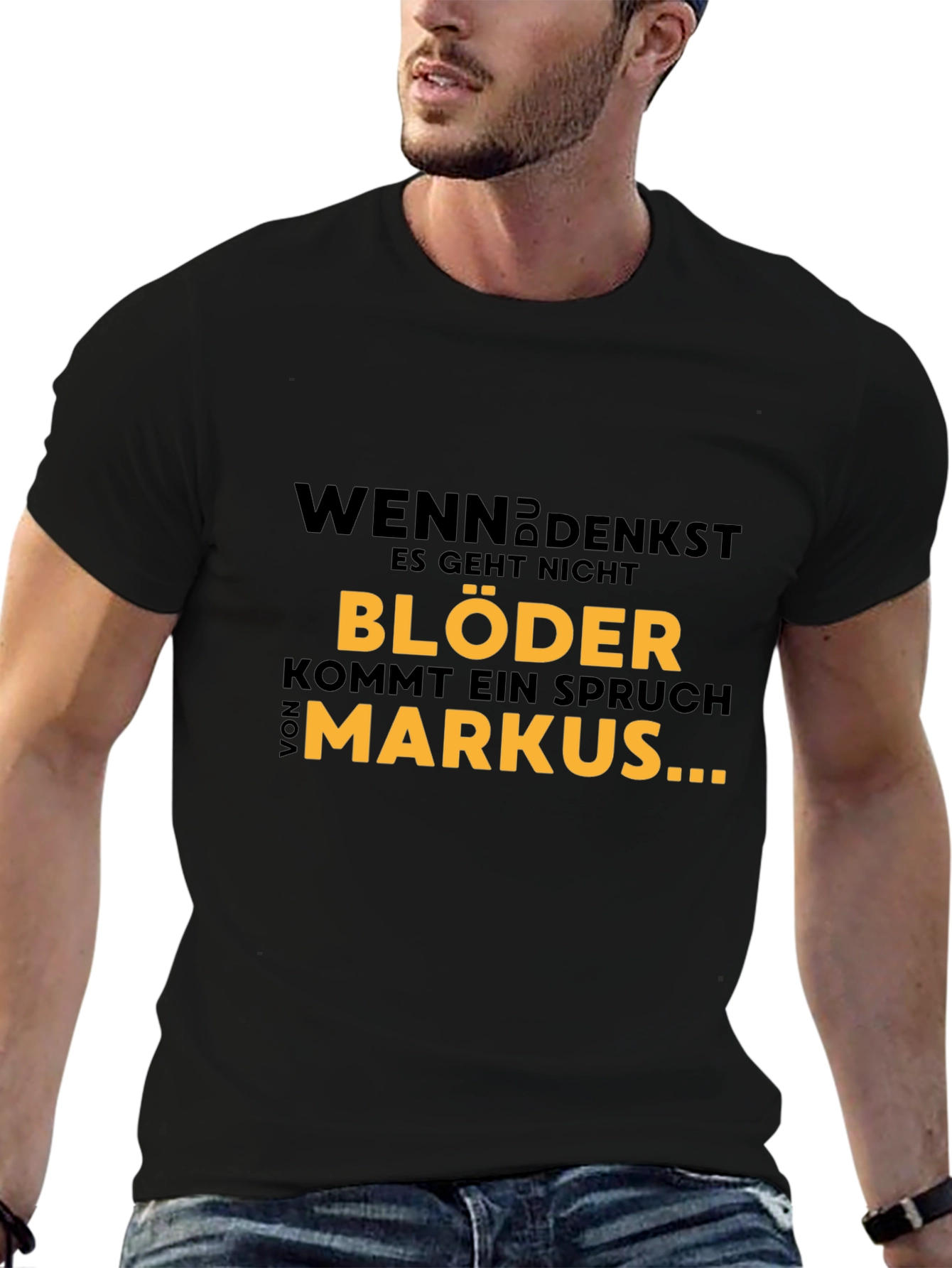 Black Funny German Humor T-Shirt - Markus Joke Tee view 6