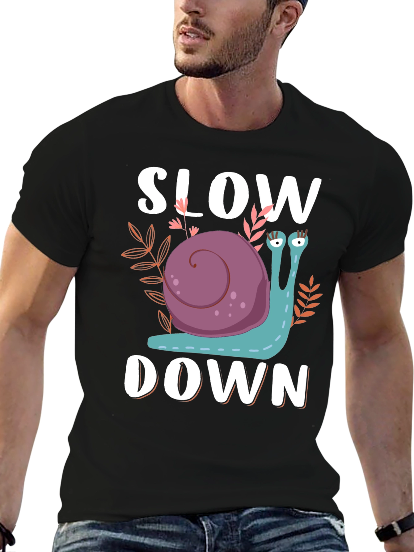 Black Slow Down Snail Graphic T-Shirt view 6