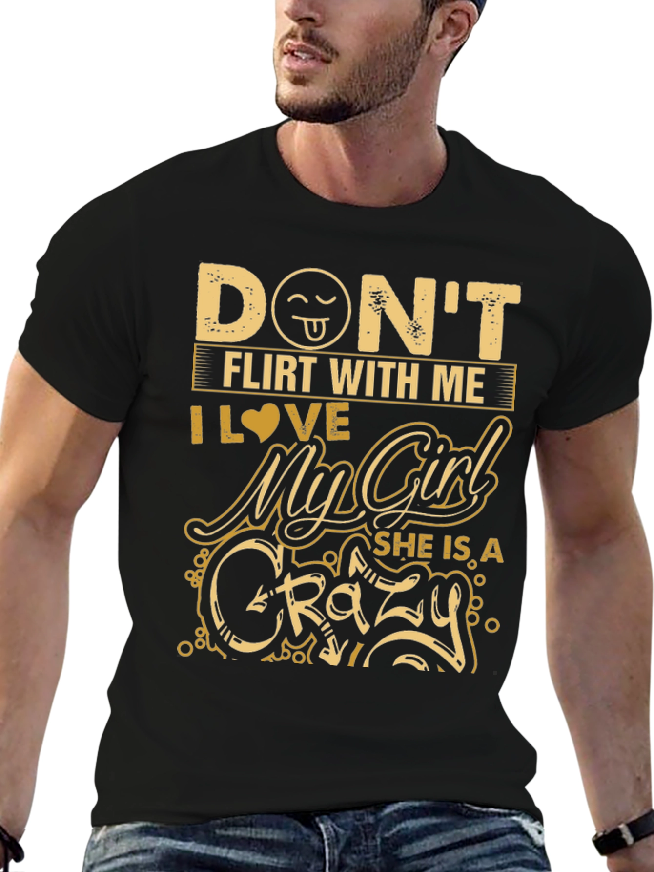 Black Don't Flirt With Me Crazy Girl T-Shirt view 6