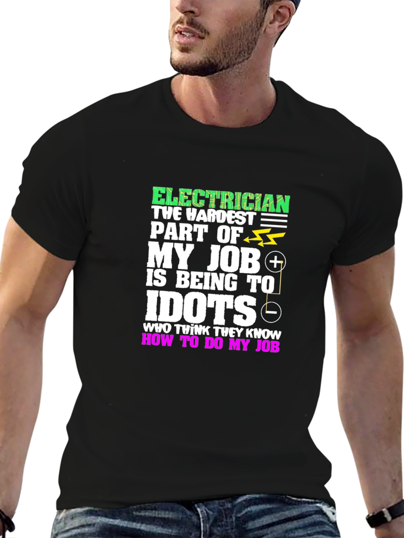Black Electrician Hardest Job T-Shirt view 6