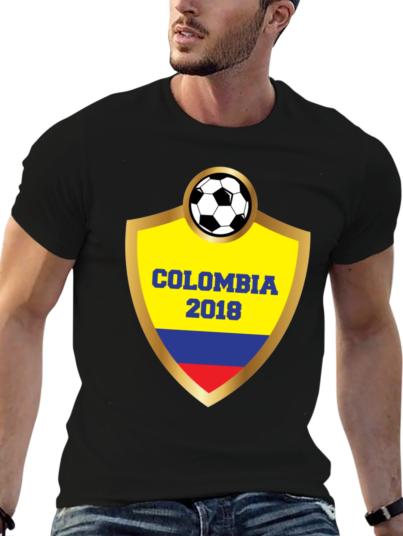 Black Colombia 2018 Soccer T-Shirt view 6
