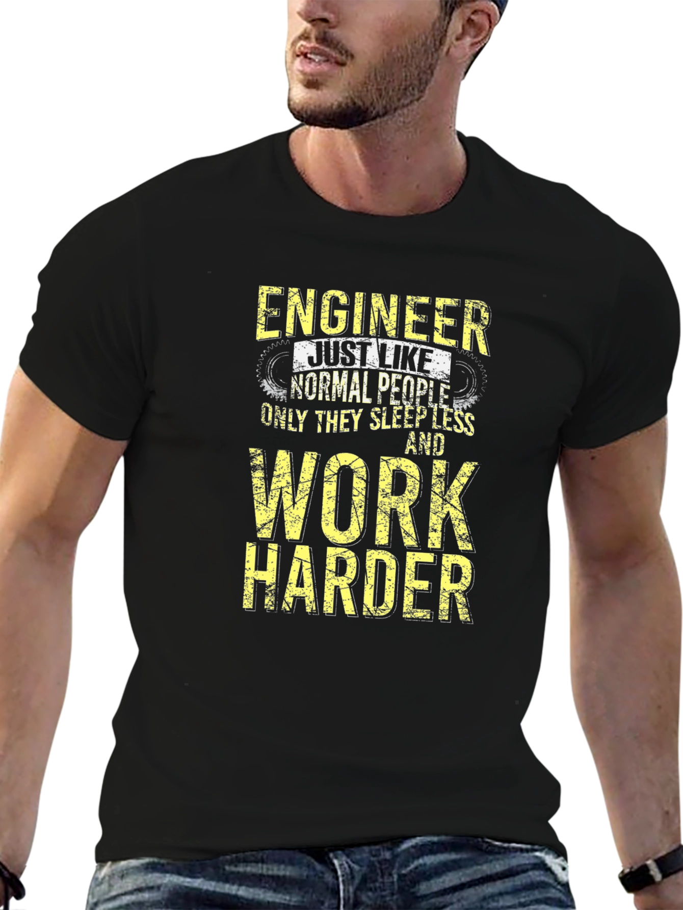 Black Engineer Work Harder T-Shirt - Funny Engineering Tee view 6