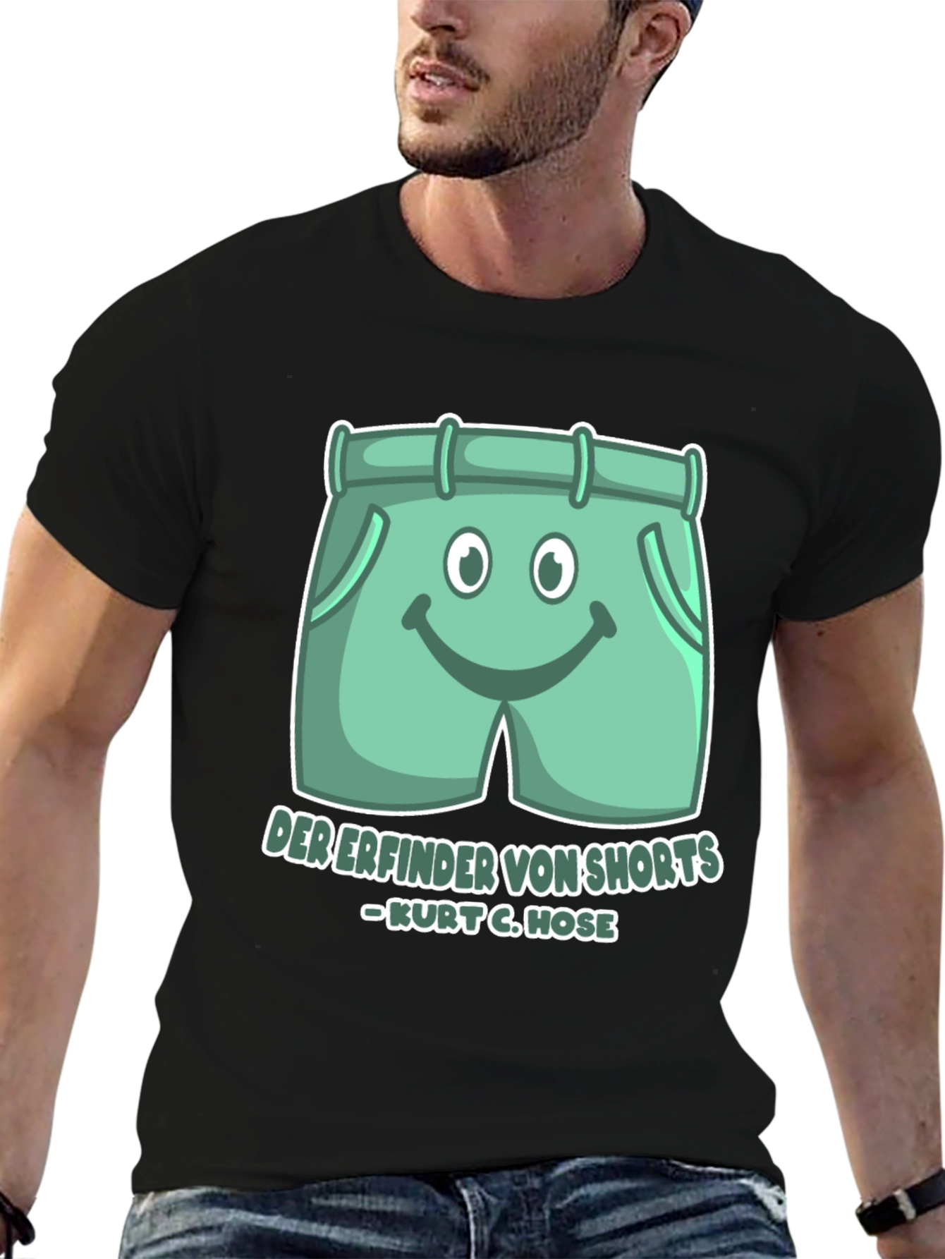 Black Funny Shorts T-Shirt - "Inventor of Shorts" view 6
