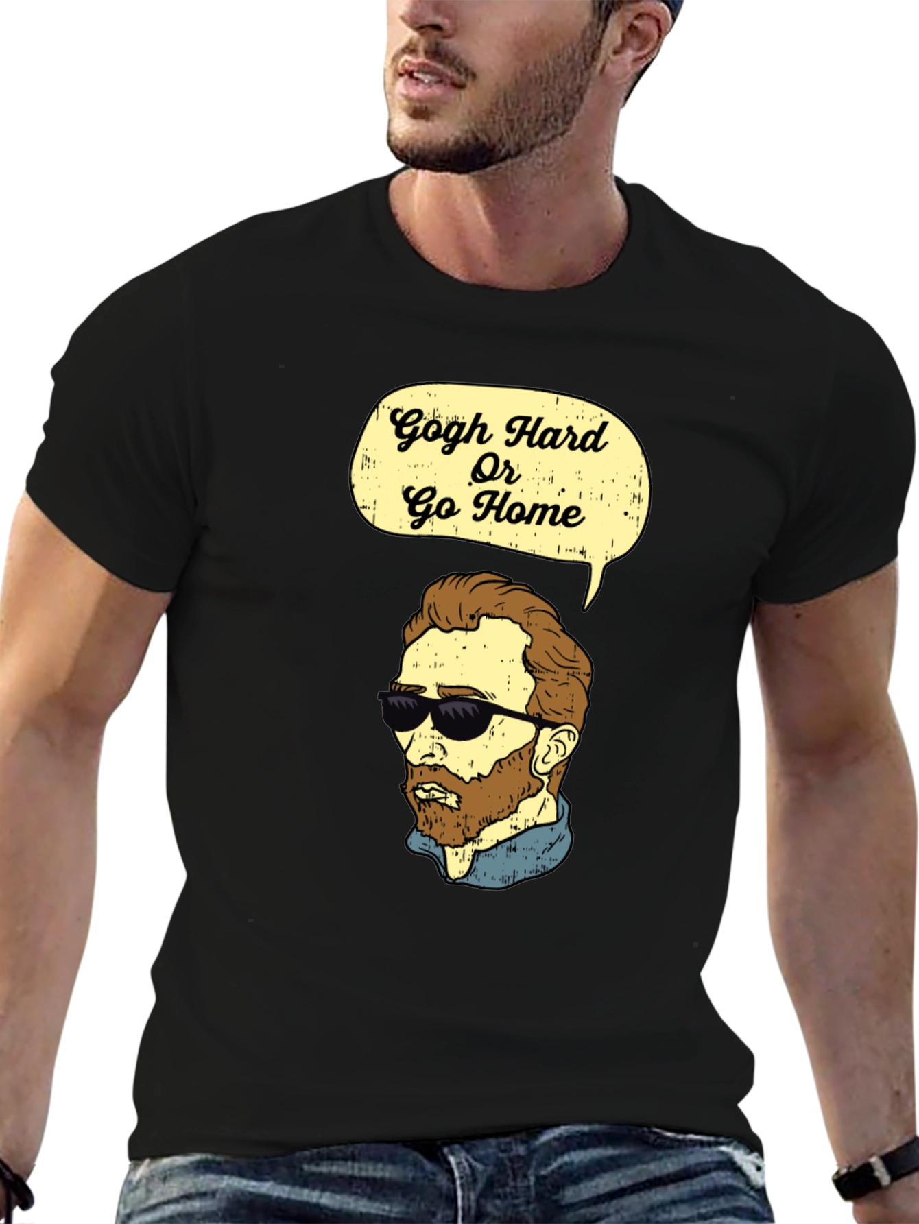 Black Gogh Hard Or Go Home Graphic T-Shirt view 6