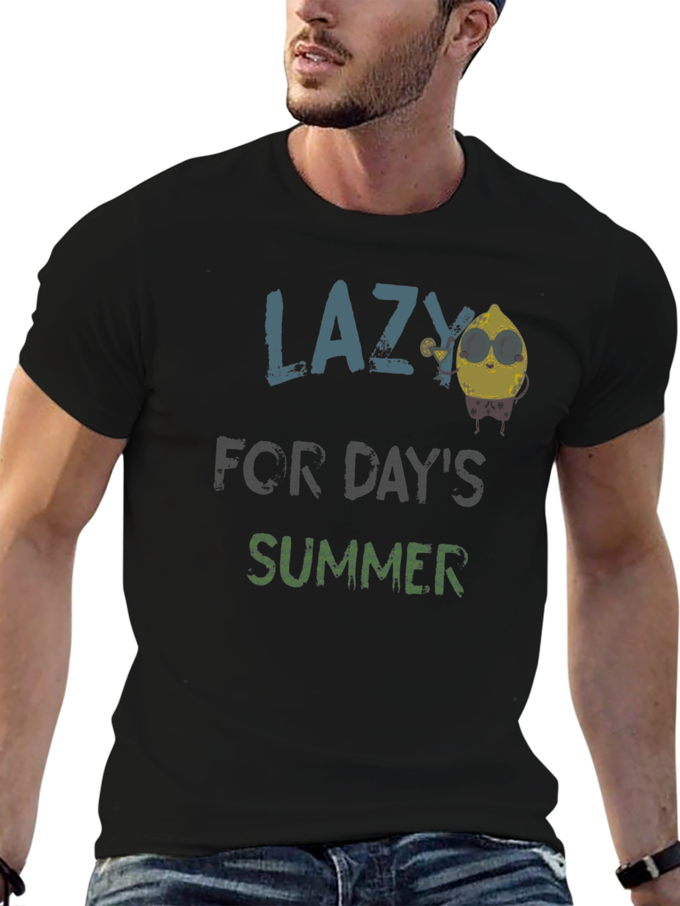 Black Lazy For Day's Summer T-Shirt view 6