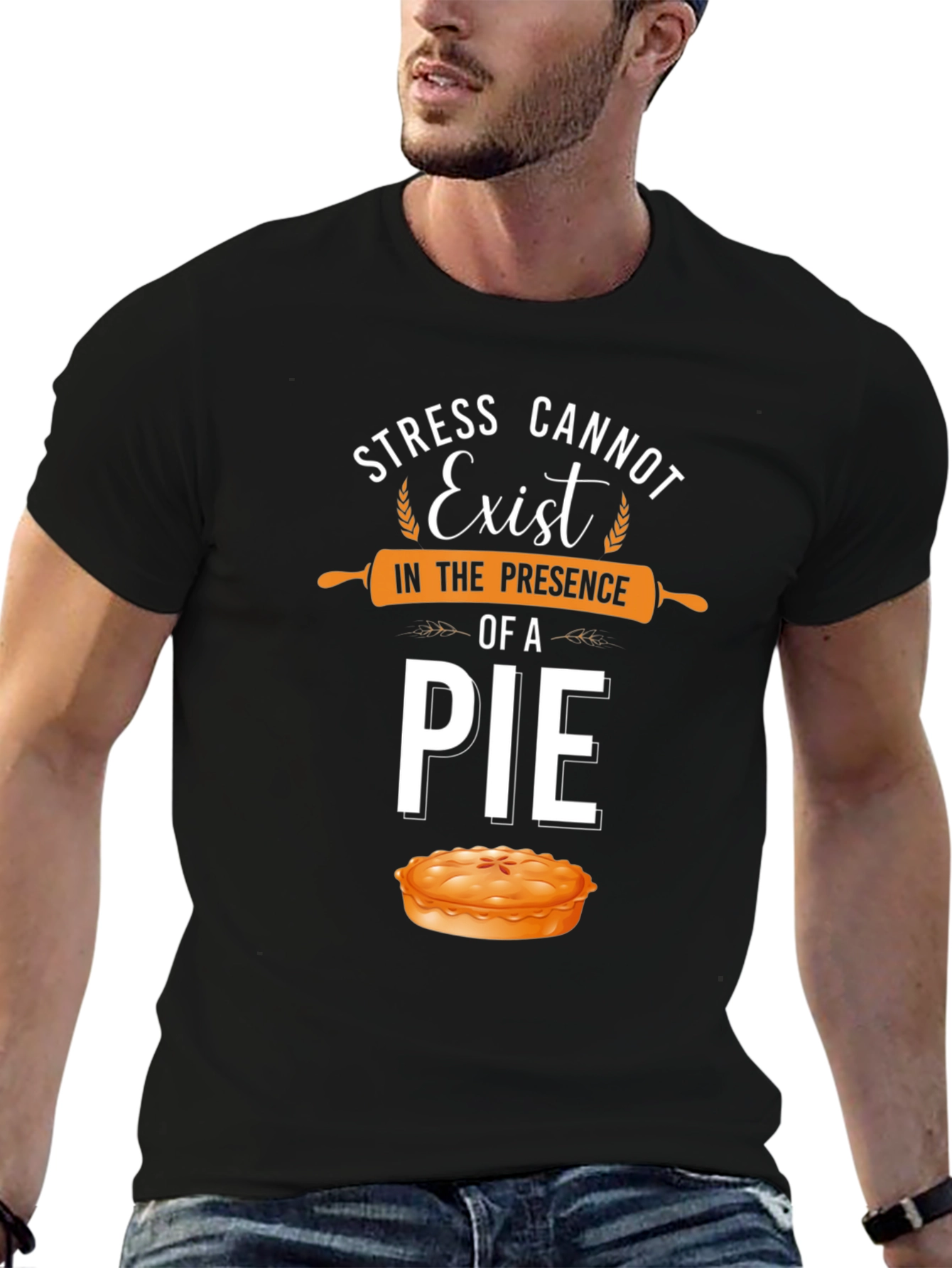 Black Stress Cannot Exist Pie T-Shirt view 6