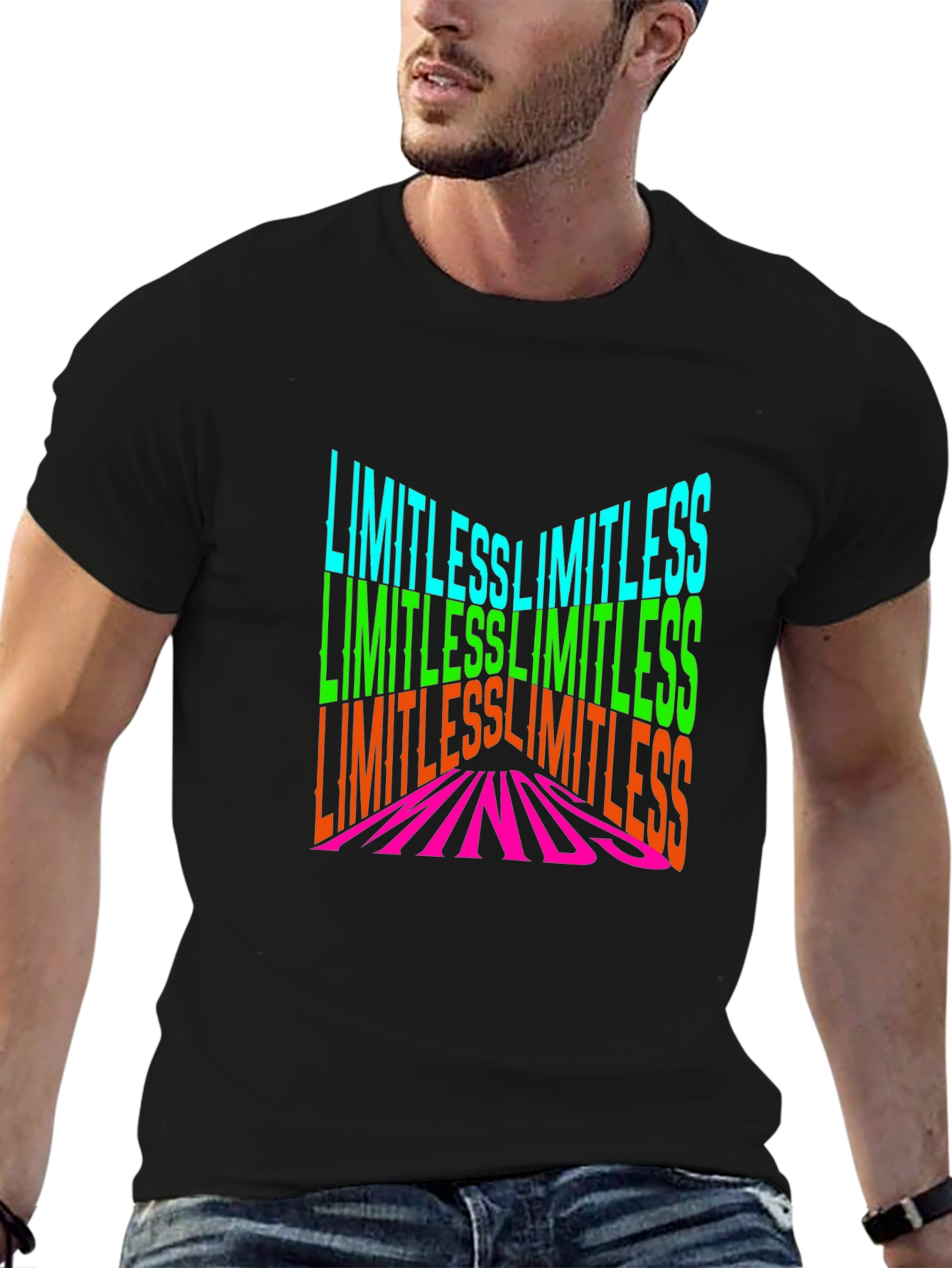 Black Limitless Minds Graphic Print Black T-Shirt view 6