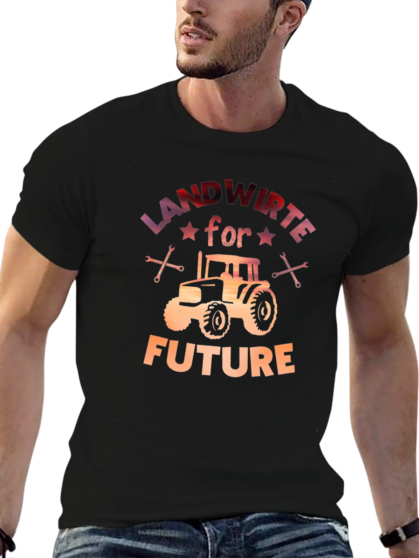 Black Landwirte for Future Tractor T-Shirt view 6