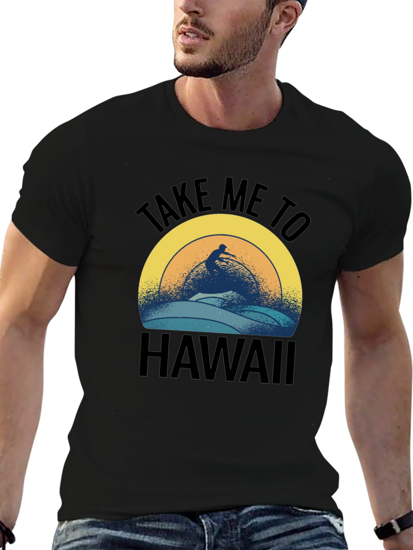 Black Take Me To Hawaii Surfer Graphic T-Shirt view 6