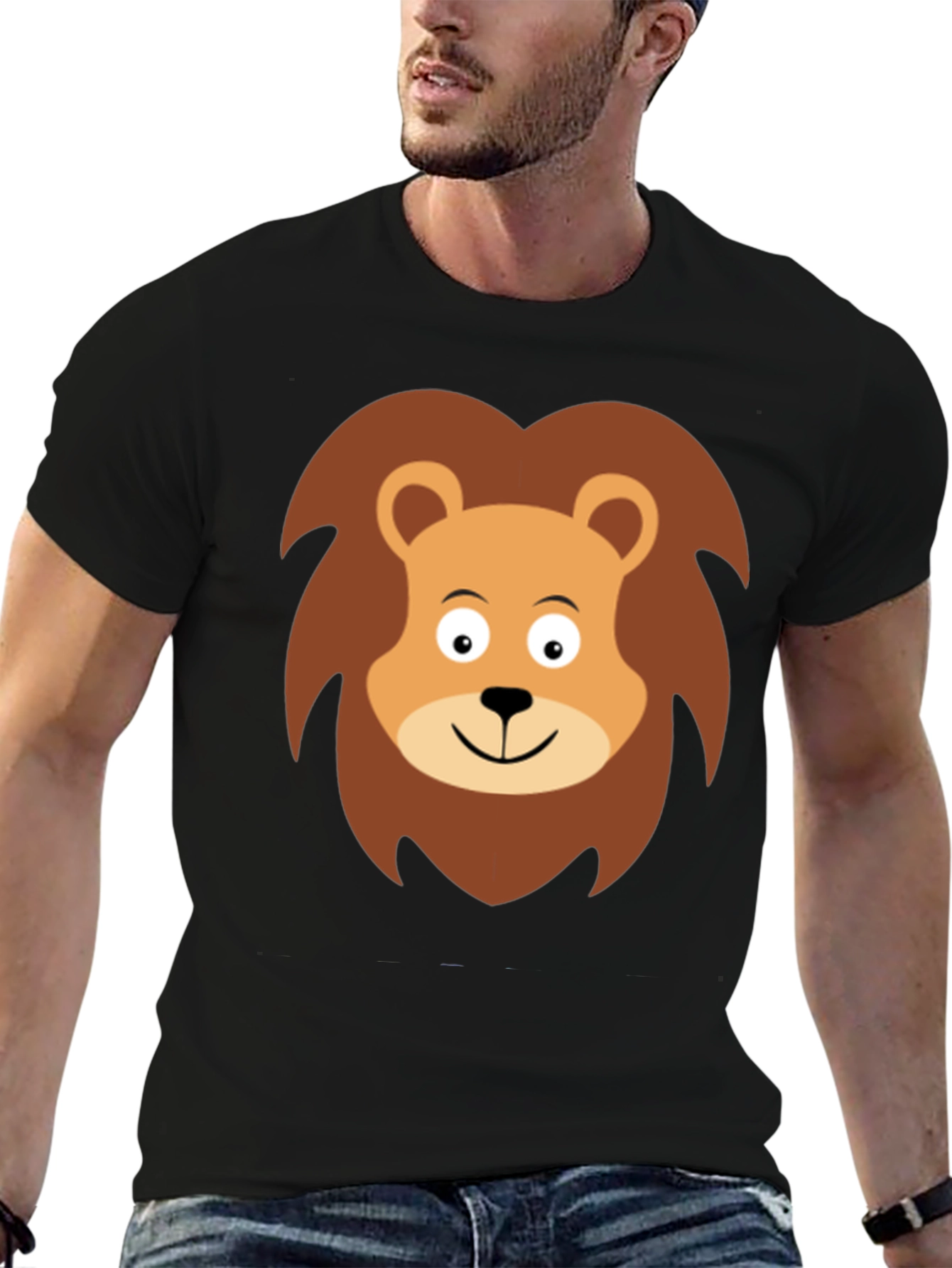 Black Lion Graphic Tee - Black Cotton T-Shirt view 6