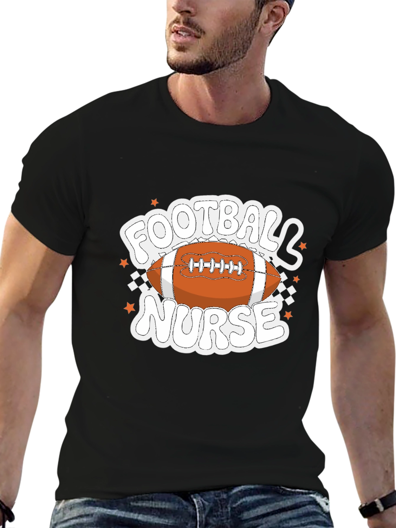 Black Football Nurse Graphic T-Shirt view 6