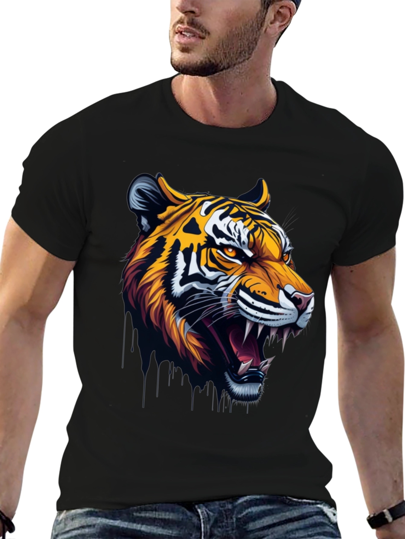 Black Tiger Graphic T-Shirt - Bold Black Tee view 6