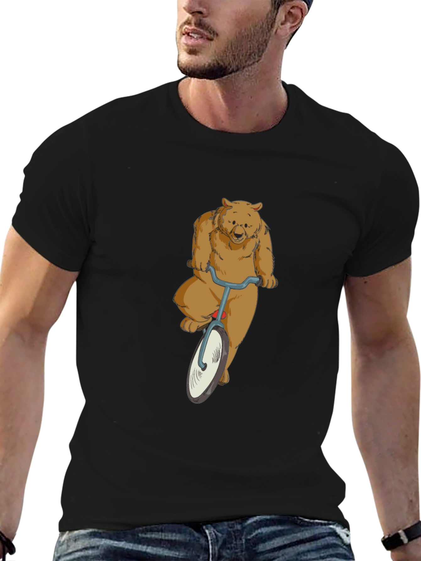 Black Bear on a Bike Graphic T-Shirt view 6