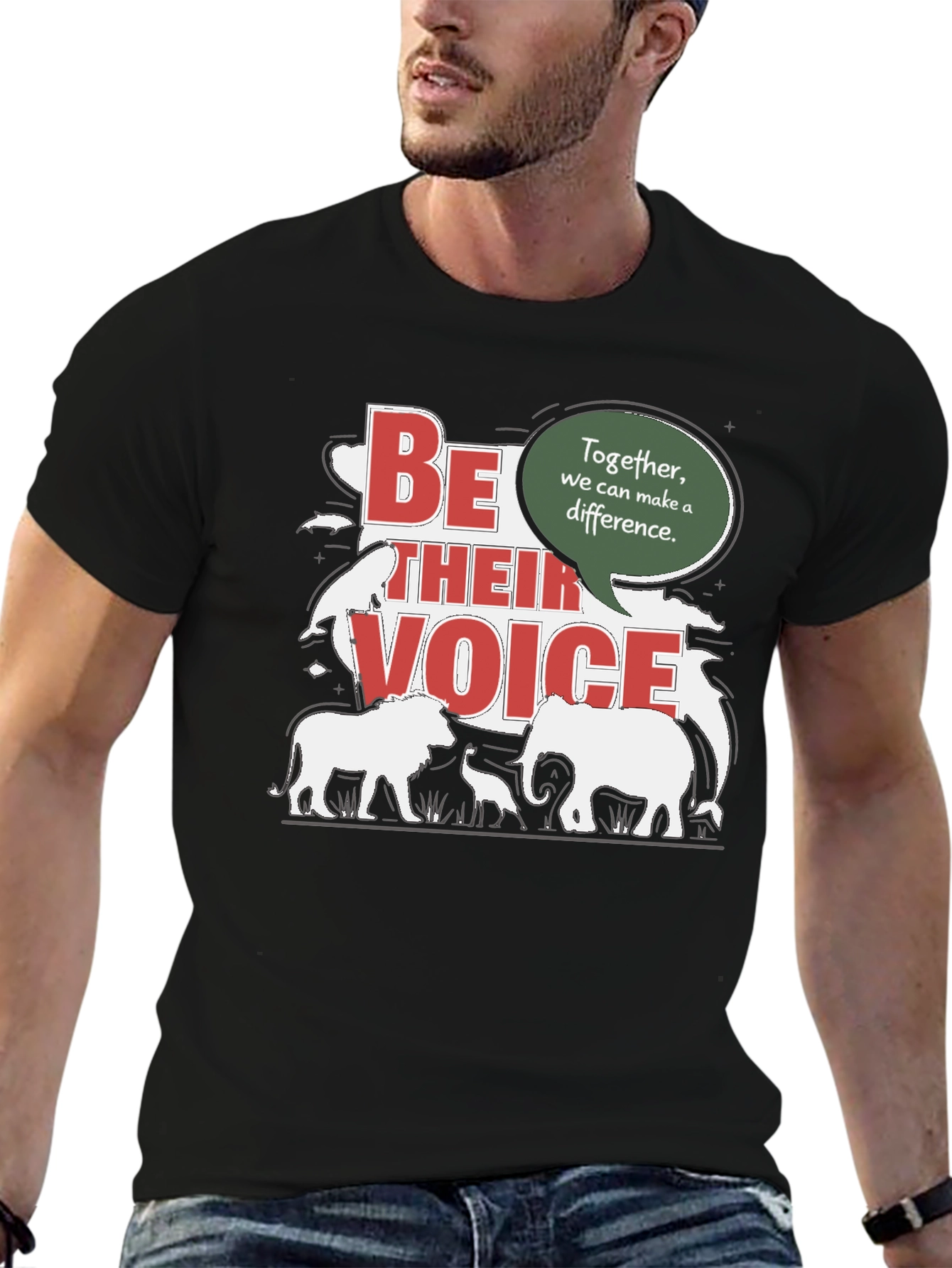 Black Be Their Voice T-Shirt - Animal Conservation Tee view 6
