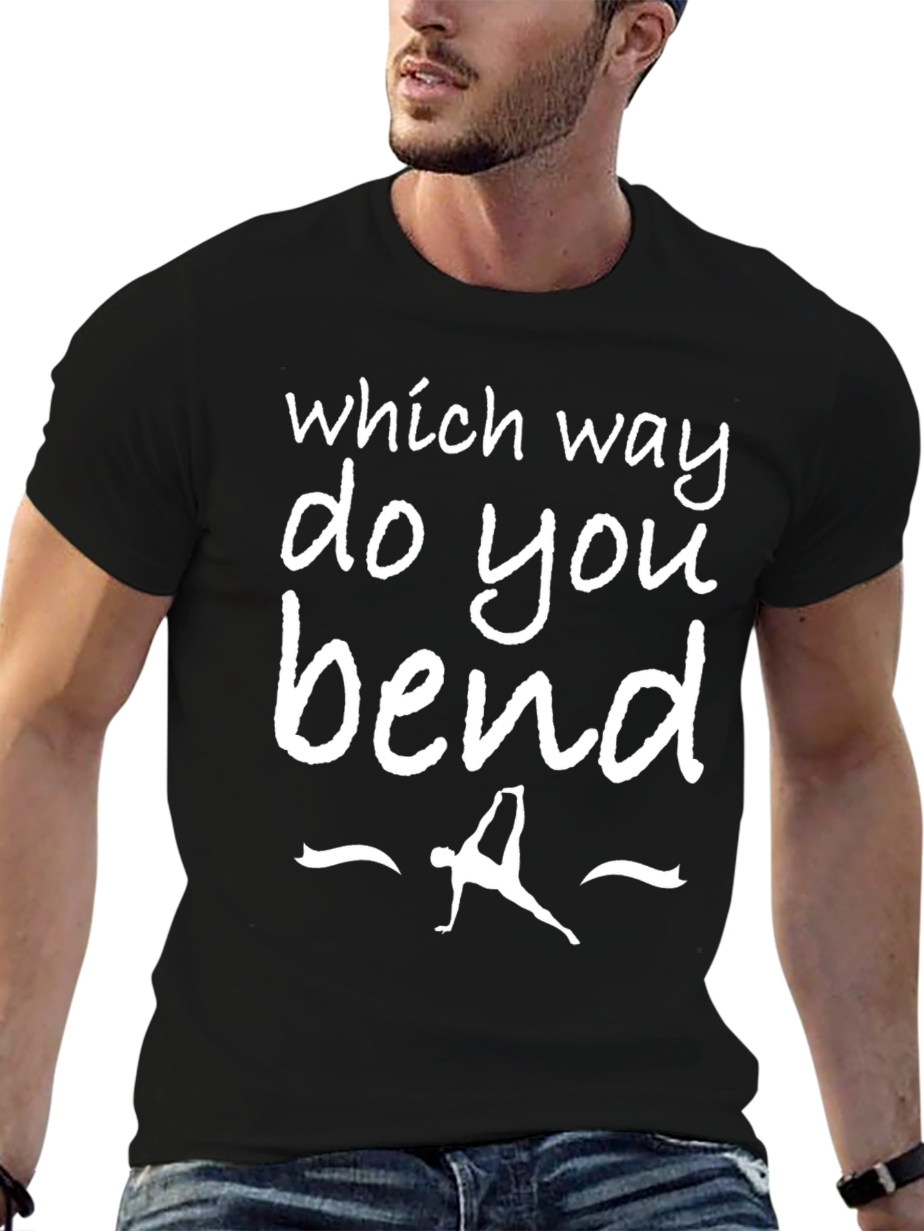 Black Which Way Do You Bend? Graphic T-Shirt view 6