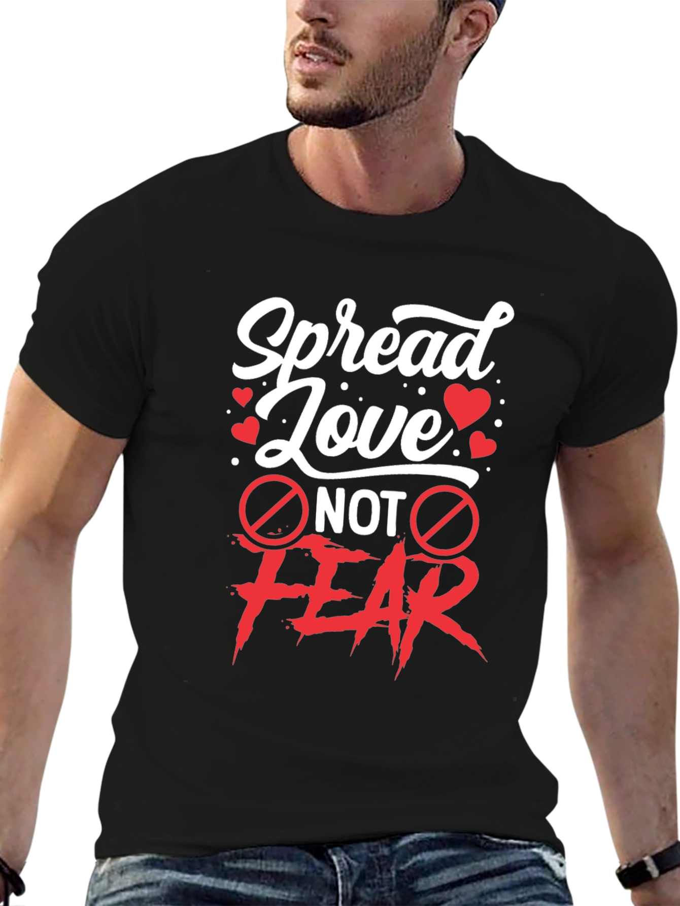 Black Spread Love Not Fear Graphic T-Shirt view 6