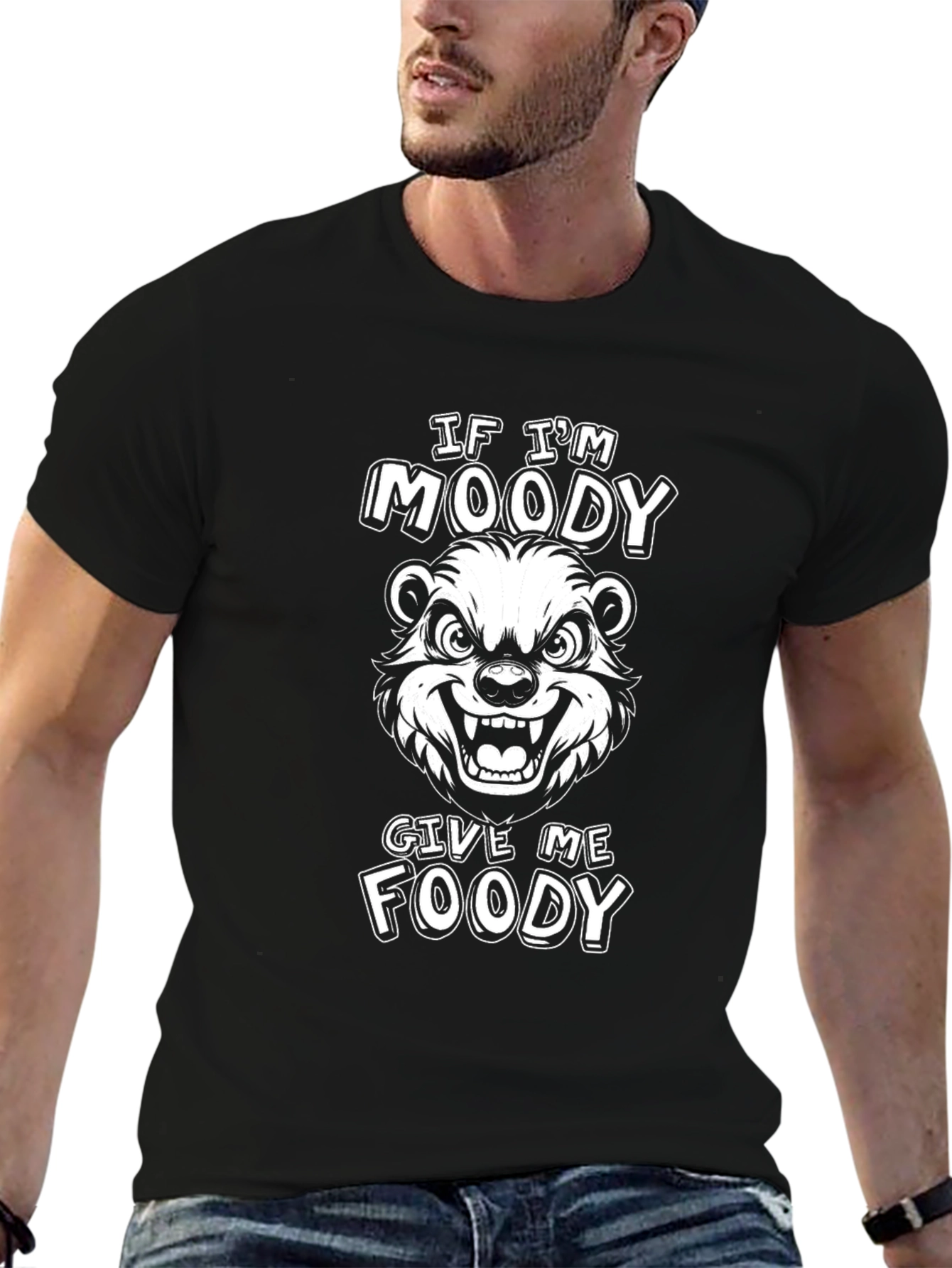 Black Moody Badger Graphic Black T-Shirt view 6