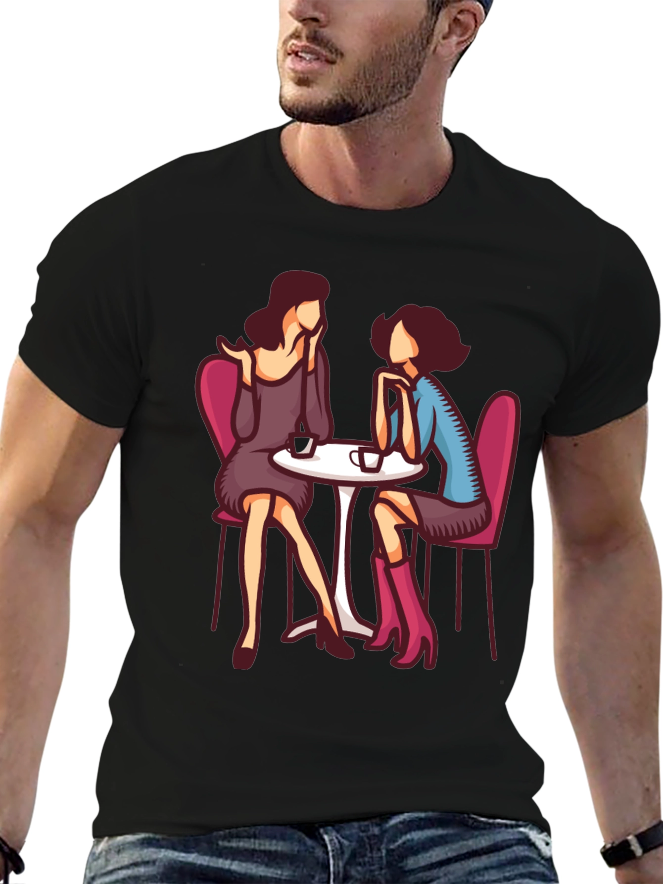 Cafe Conversation Graphic T-Shirt - 6