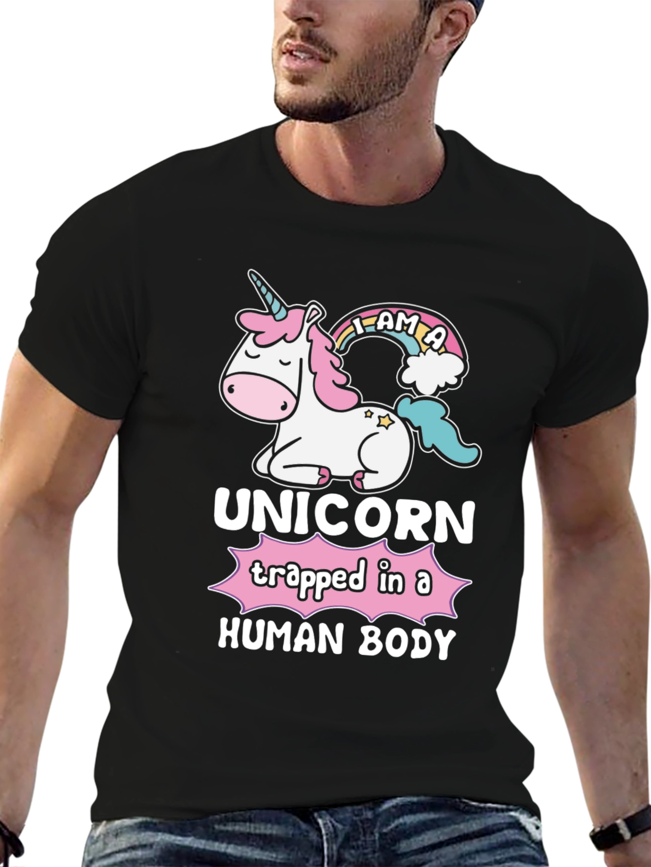 Black Unicorn Trapped in a Human Body T-Shirt view 6