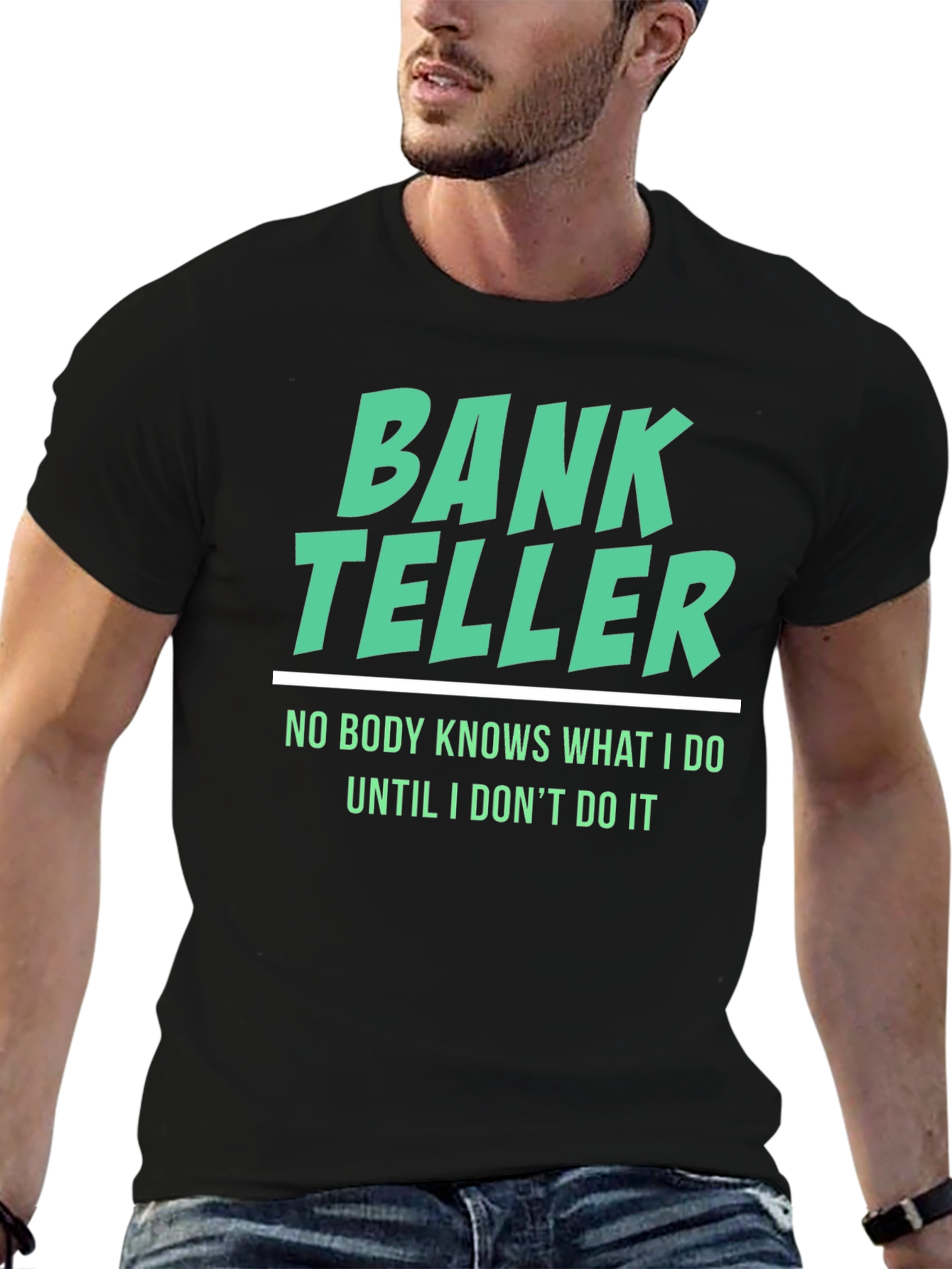 Black Bank Teller Humor T-Shirt - Funny Job Tee view 6