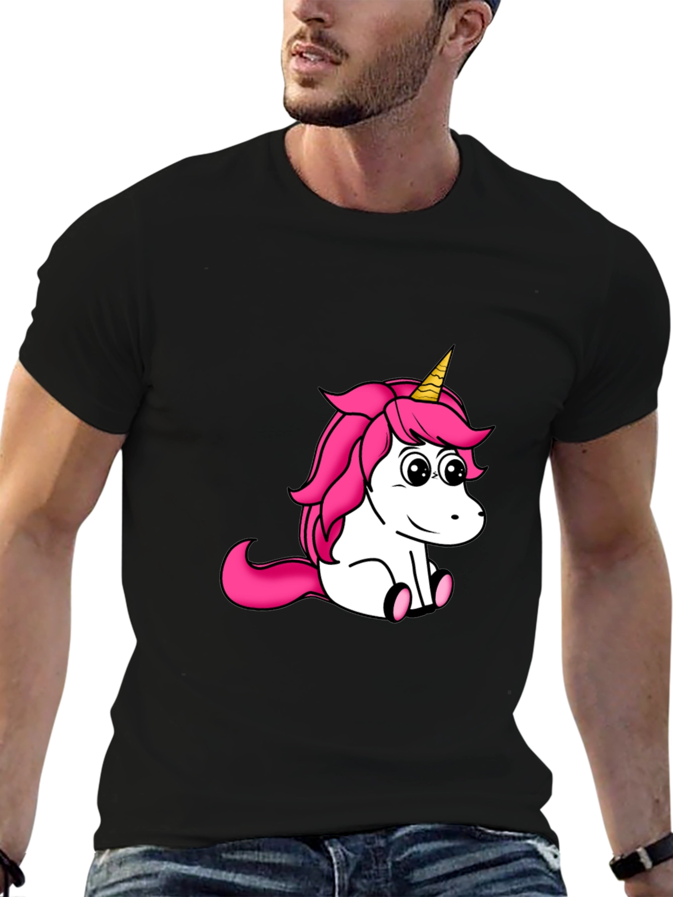 Black Unicorn Graphic Tee - Black Cotton Shirt view 6